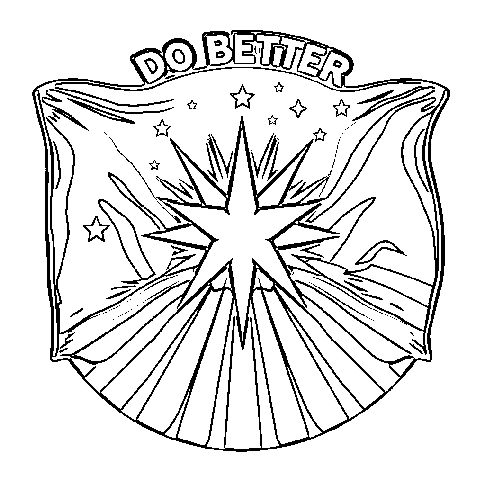 Arcturus Emblematic Motivational Design Coloring Page (free black-and-white line drawing printable PDF for all, from beginners to advanced learners, including children, teens, adults, and seniors)