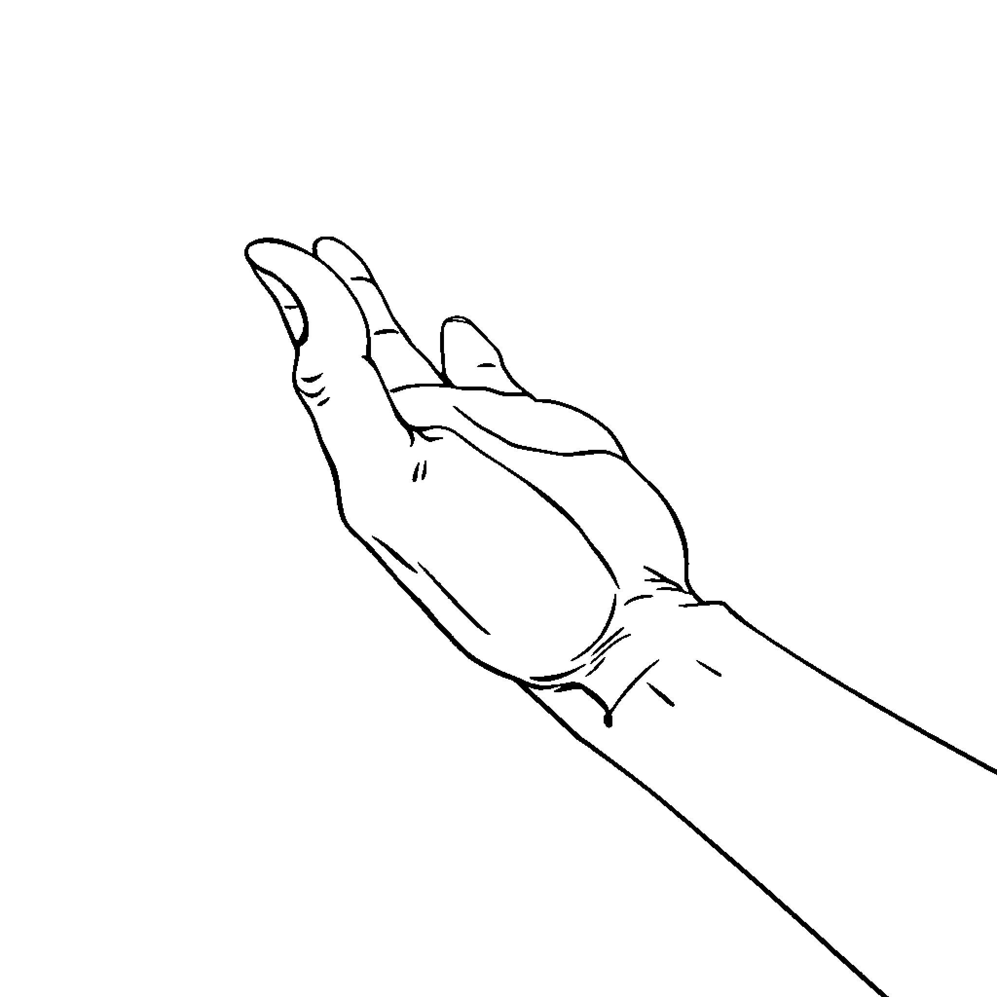 Hand reaching up in gesture Coloring Page (free black-and-white line drawing printable PDF for all, from beginners to advanced learners, including children, teens, adults, and seniors)