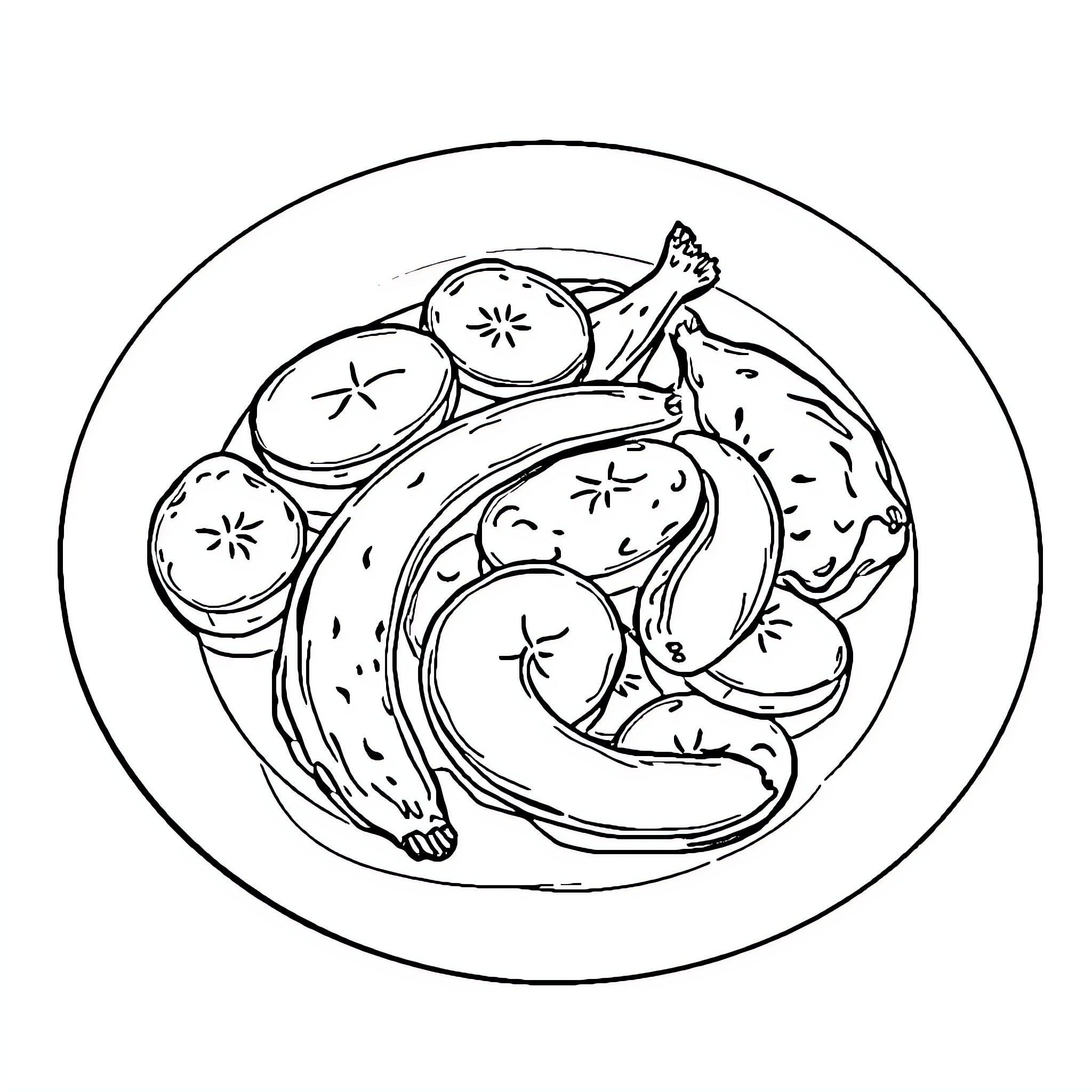 Chicken resting peacefully on a plate Coloring Page (free black-and-white line drawing printable PDF for all, from beginners to advanced learners, including children, teens, adults, and seniors)