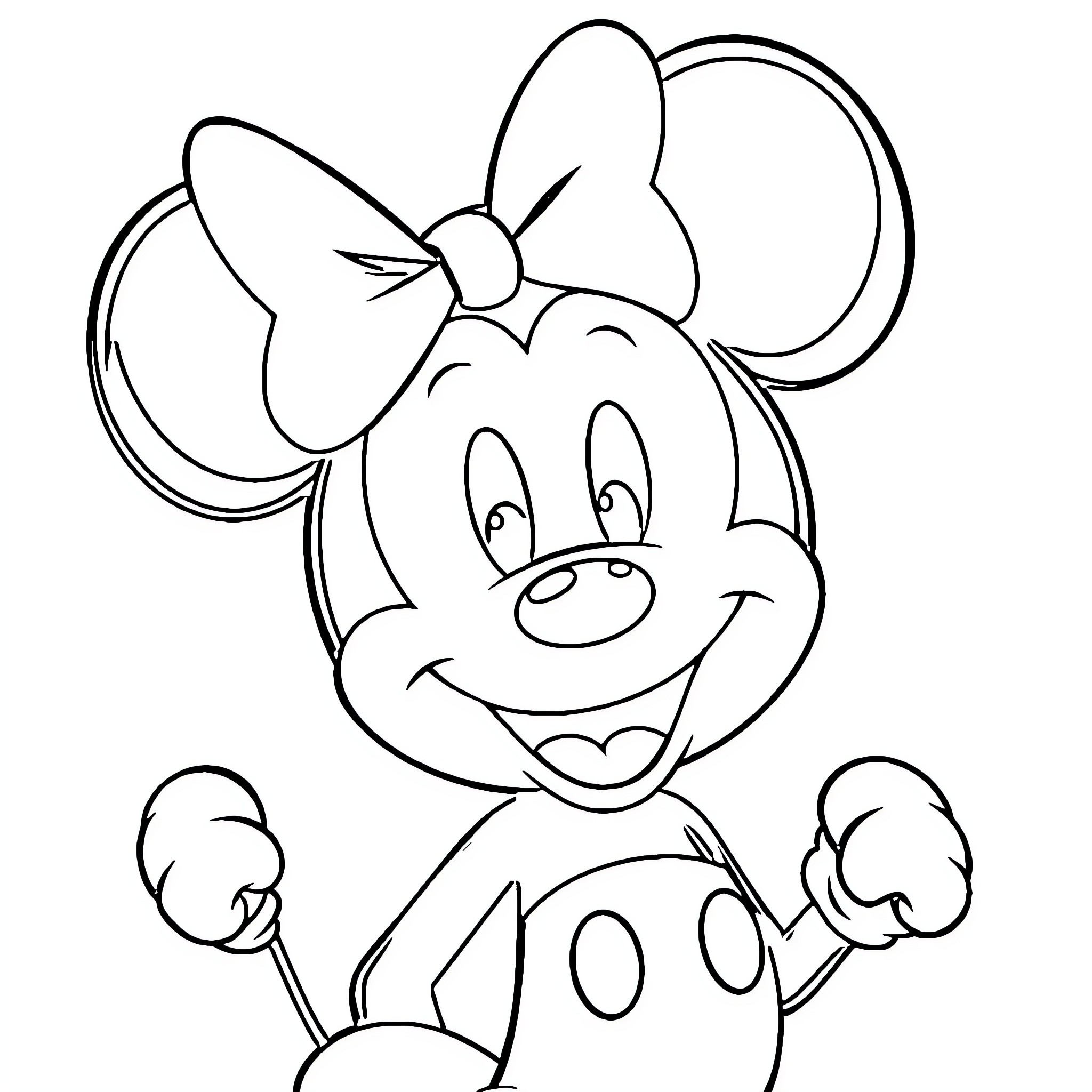 Mickey Mouse expressing joy and excitement Coloring Page (free black-and-white line drawing printable PDF for all, from beginners to advanced learners, including children, teens, adults, and seniors)