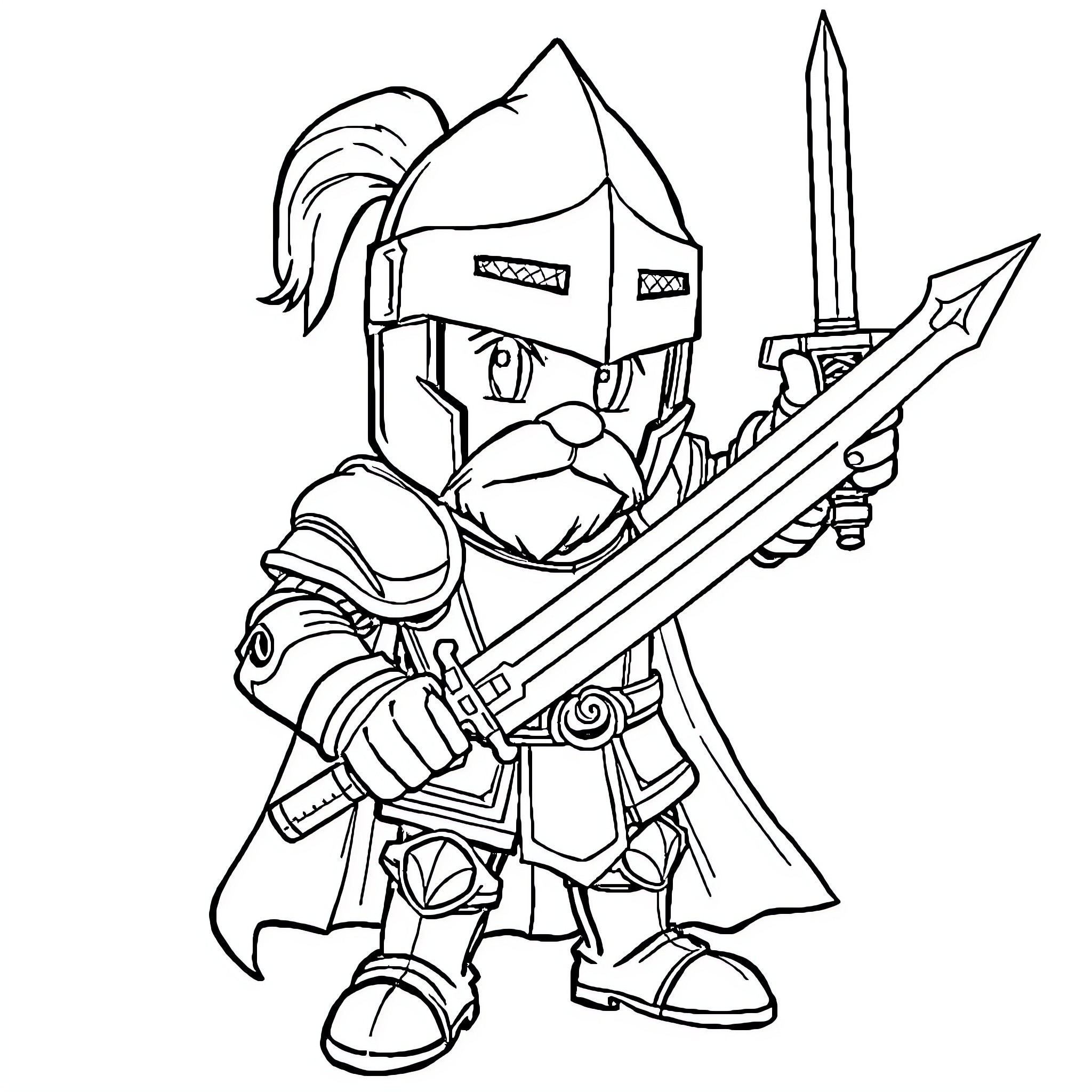 Mimic of a Valiant Knight in Armor Coloring Page (free black-and-white line drawing printable PDF for all, from beginners to advanced learners, including children, teens, adults, and seniors)