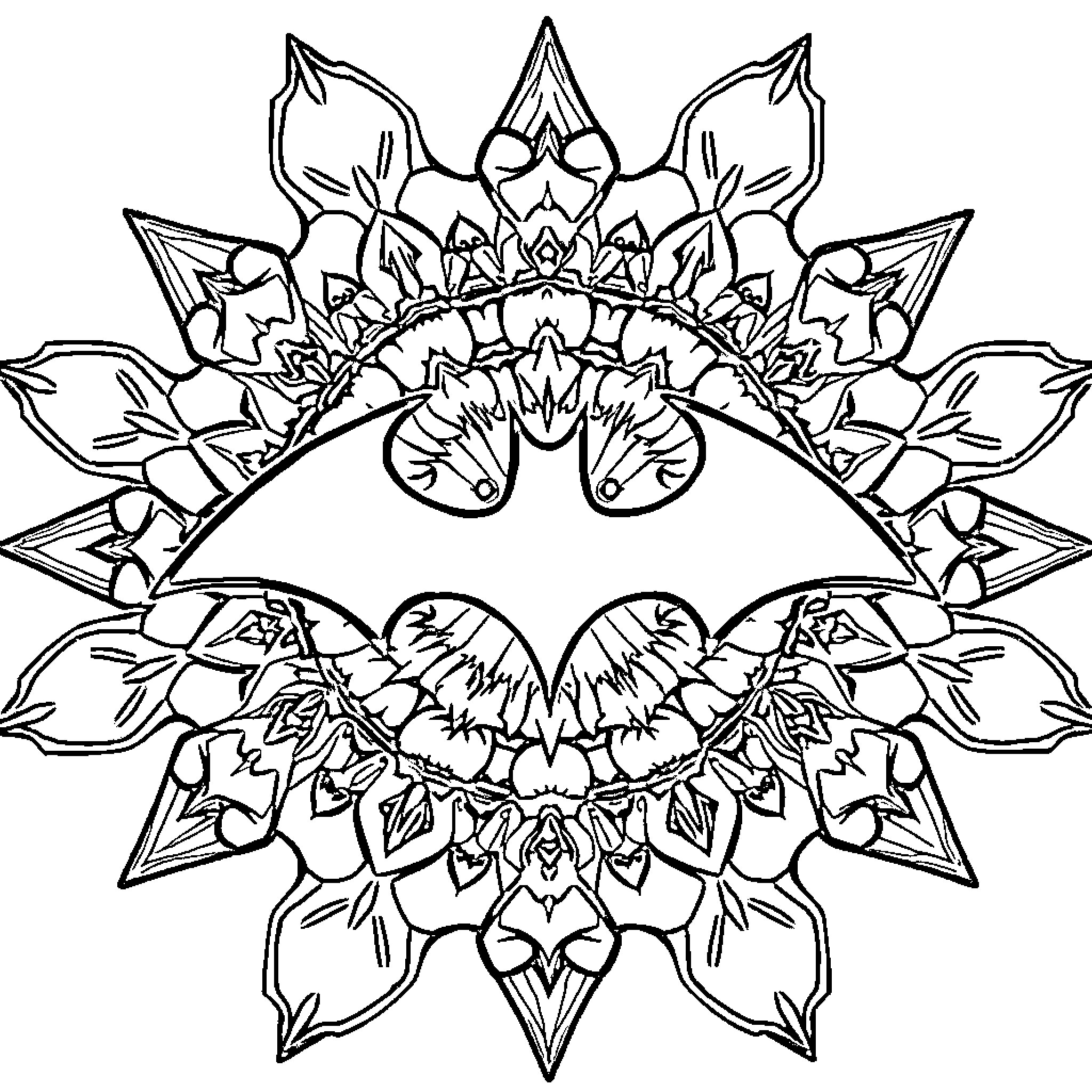 Mandalas with intricate floral patterns and geometric shapes Coloring Page (free black-and-white line drawing printable PDF for all, from beginners to advanced learners, including children, teens, adults, and seniors)