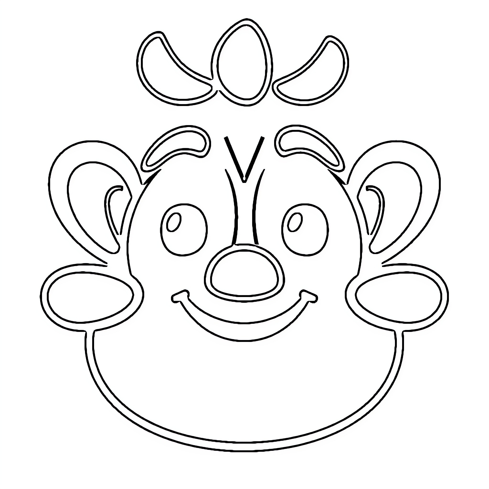 Face Mask with Smiling Cartoon Character Coloring Page (free black-and-white line drawing printable PDF for all, from beginners to advanced learners, including children, teens, adults, and seniors)