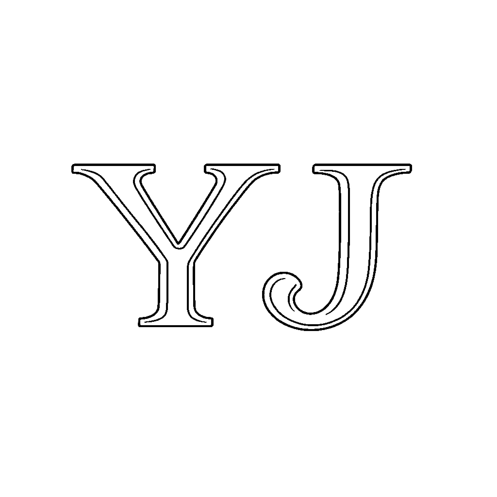Logo with joined letters YJ Coloring Page (free black-and-white line drawing printable PDF for all, from beginners to advanced learners, including children, teens, adults, and seniors)