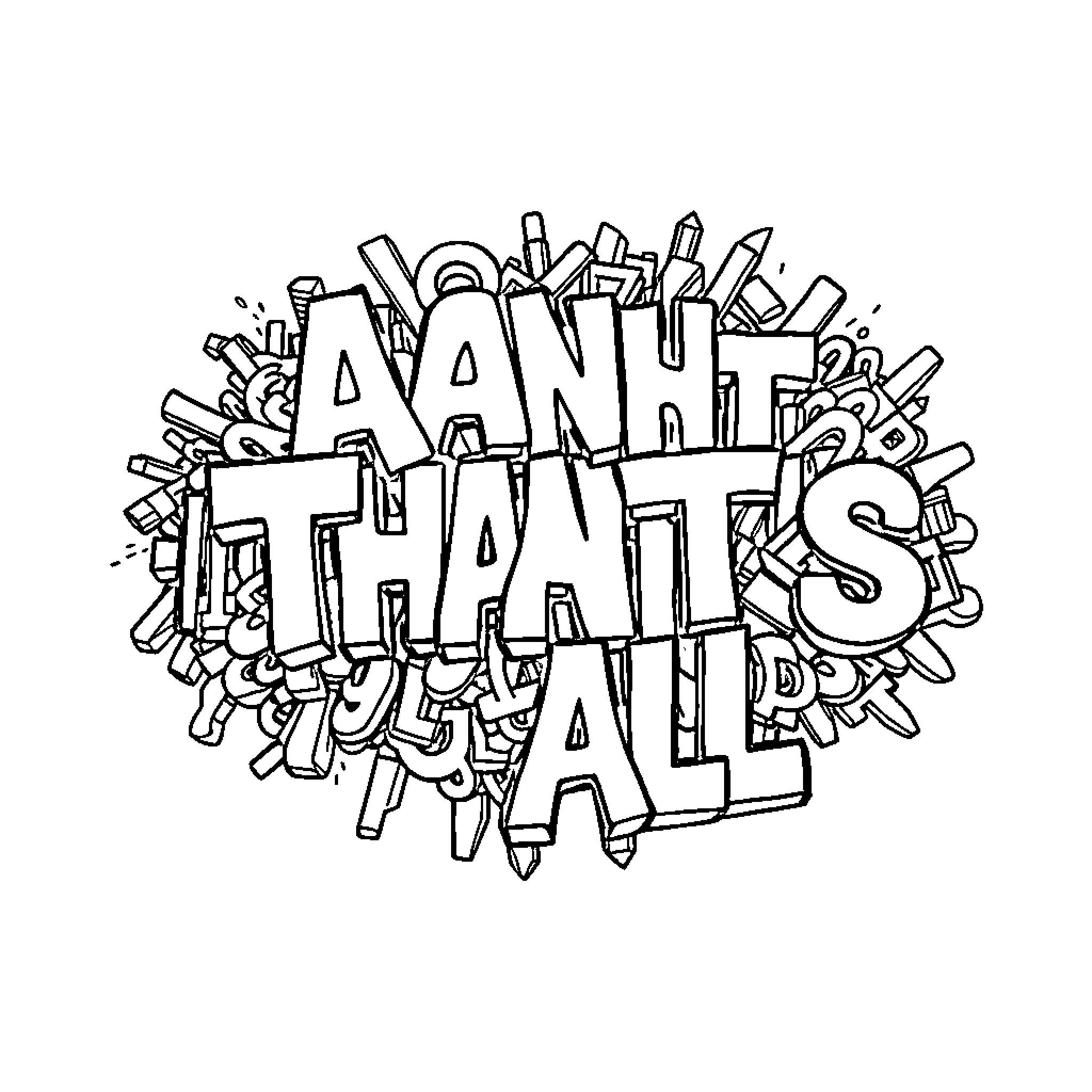 Clump of Artistic Designs and Expressions Coloring Page (free black-and-white line drawing printable PDF for all, from beginners to advanced learners, including children, teens, adults, and seniors)