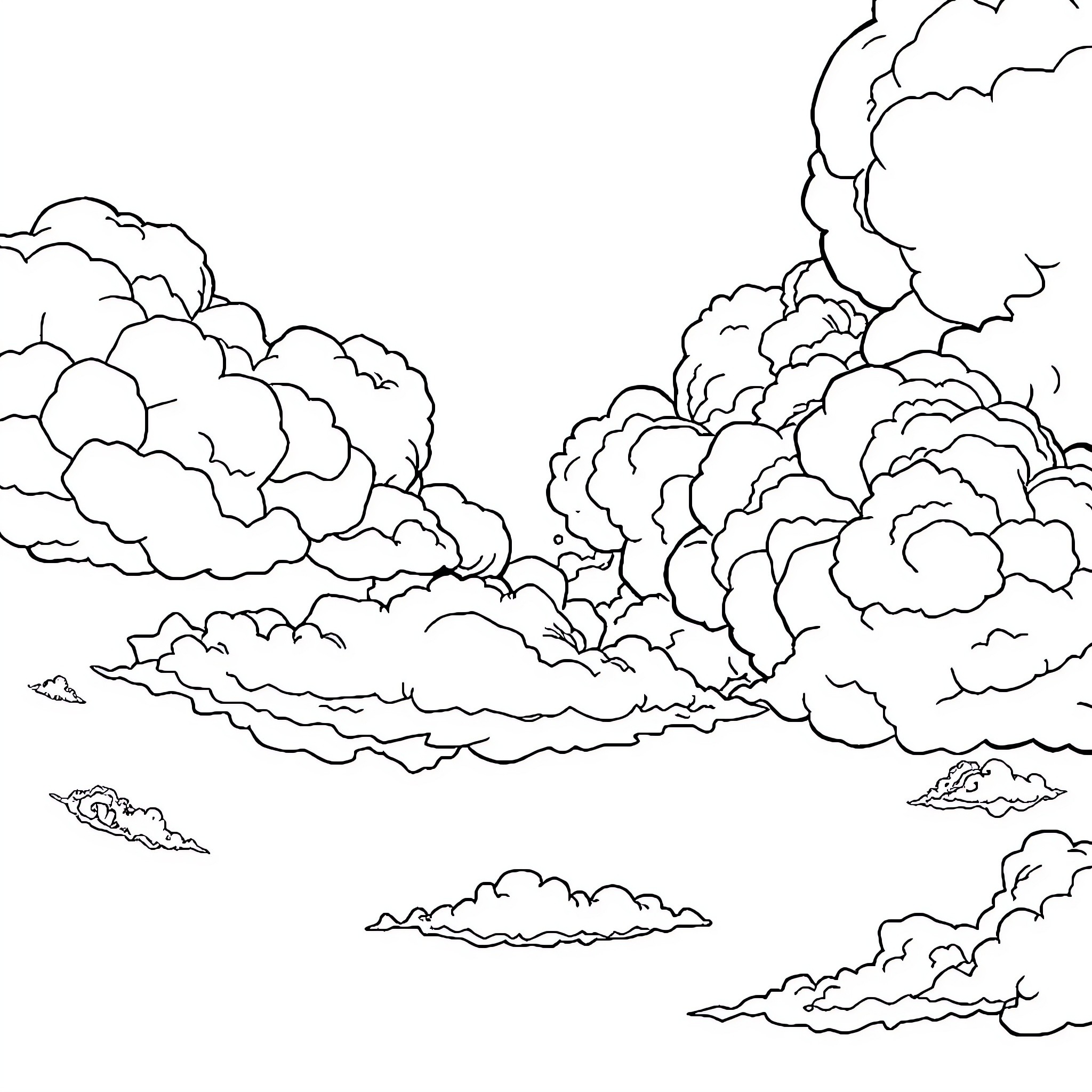 Bluey explores the cloudy skies above Coloring Page (free black-and-white line drawing printable PDF for all, from beginners to advanced learners, including children, teens, adults, and seniors)