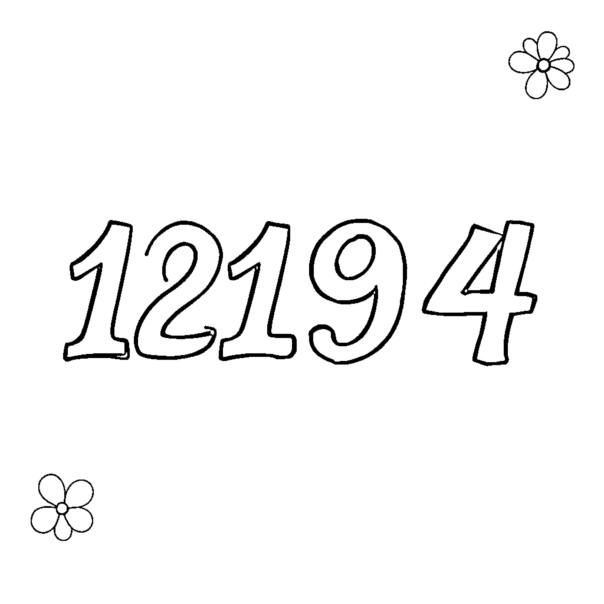 Numbers Dancing with Flowers Coloring Page (free black-and-white line drawing printable PDF for all, from beginners to advanced learners, including children, teens, adults, and seniors)