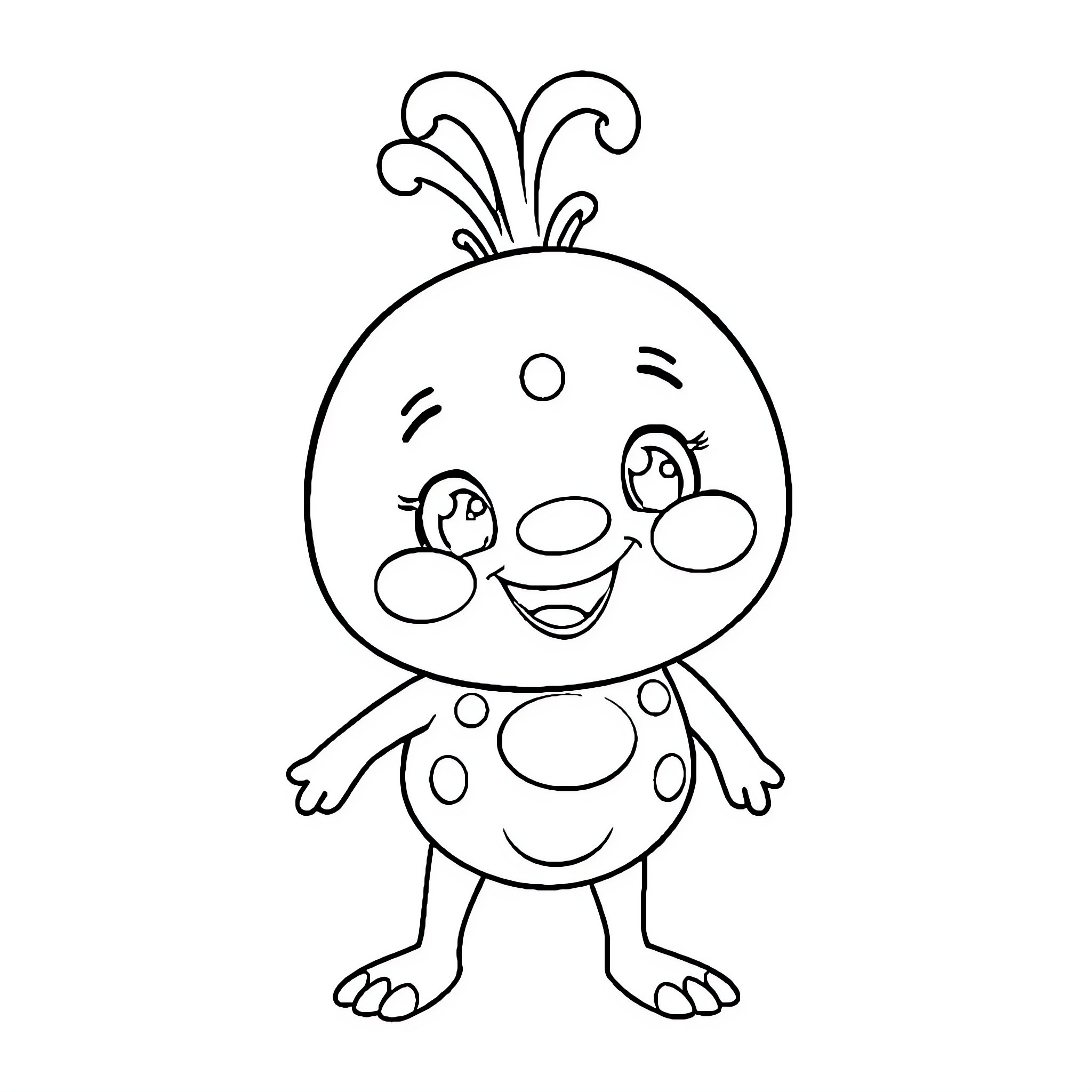 Labubu the Cheerful Creature Coloring Page (free black-and-white line drawing printable PDF for all, from beginners to advanced learners, including children, teens, adults, and seniors)