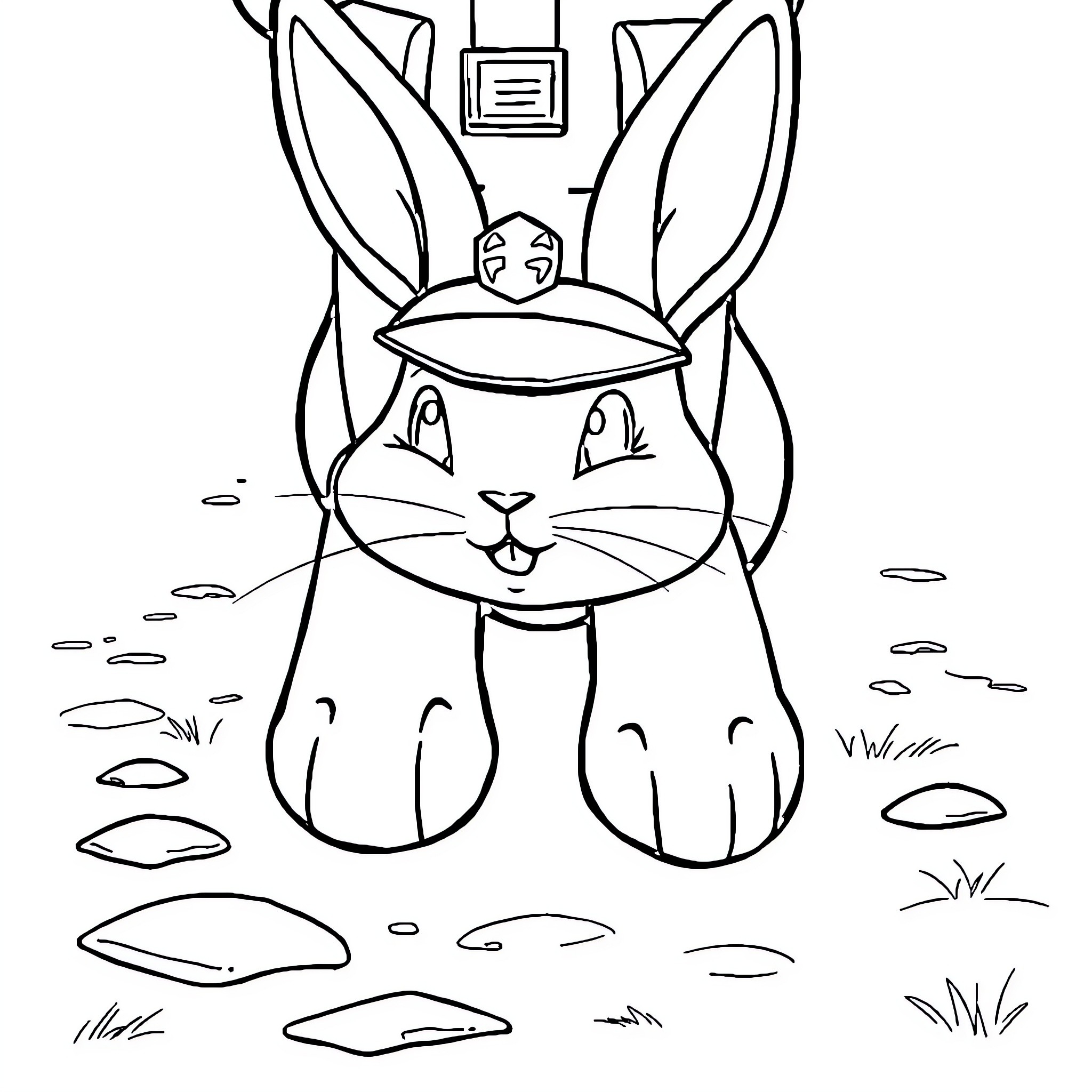 Judy Hopps, the Bunny Officer, on Patrol Coloring Page (free black-and-white line drawing printable PDF for all, from beginners to advanced learners, including children, teens, adults, and seniors)