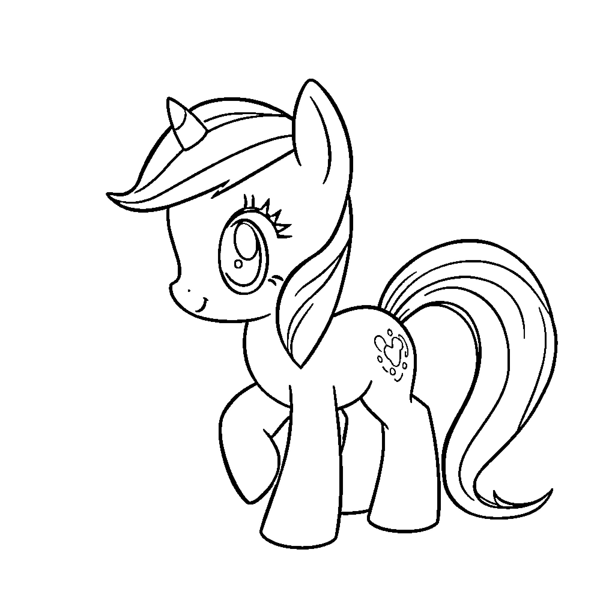 Rainbow Dash in a Friendly Pose Coloring Page (free black-and-white line drawing printable PDF for all, from beginners to advanced learners, including children, teens, adults, and seniors)