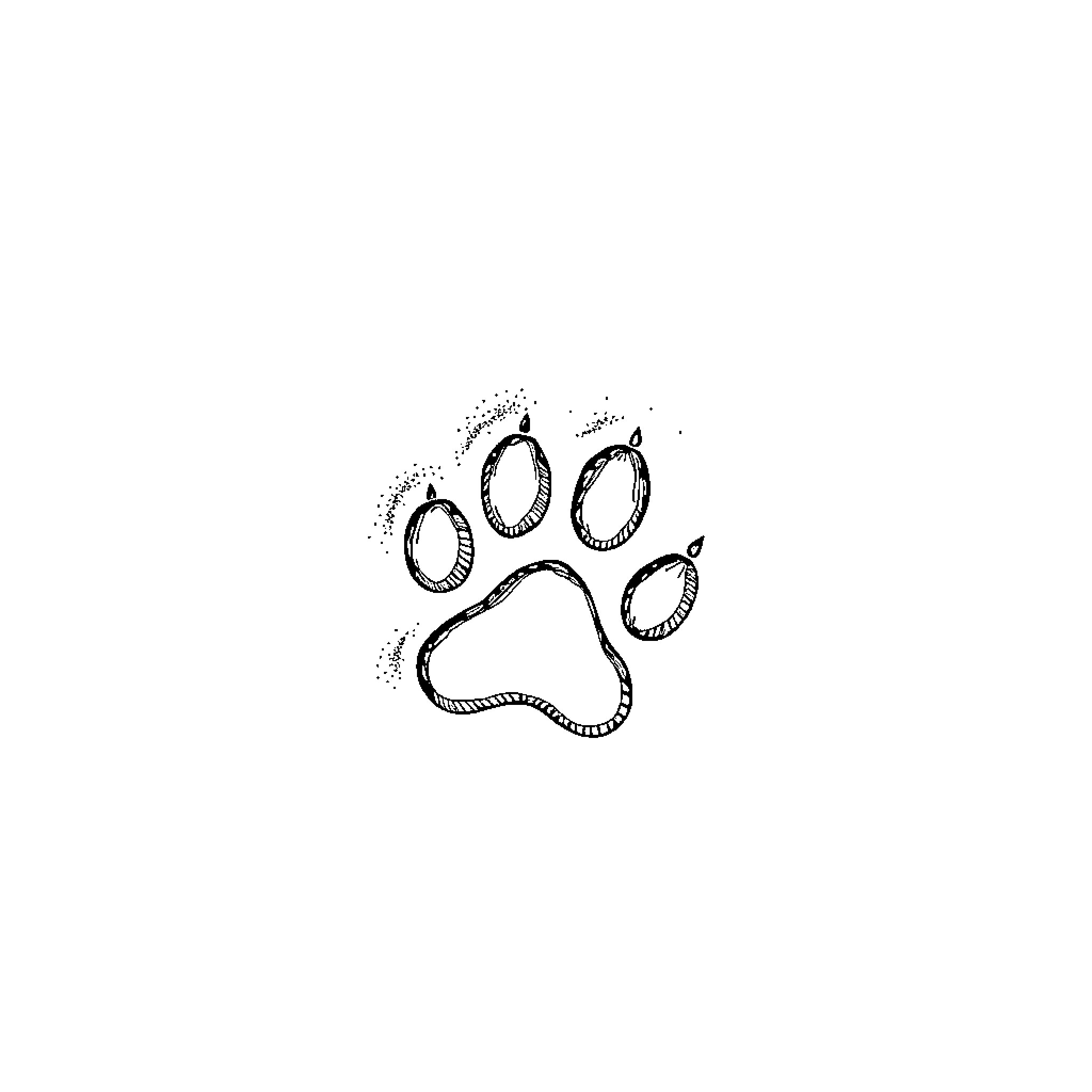 Paw Print of a Playful Animal Coloring Page (free black-and-white line drawing printable PDF for all, from beginners to advanced learners, including children, teens, adults, and seniors)