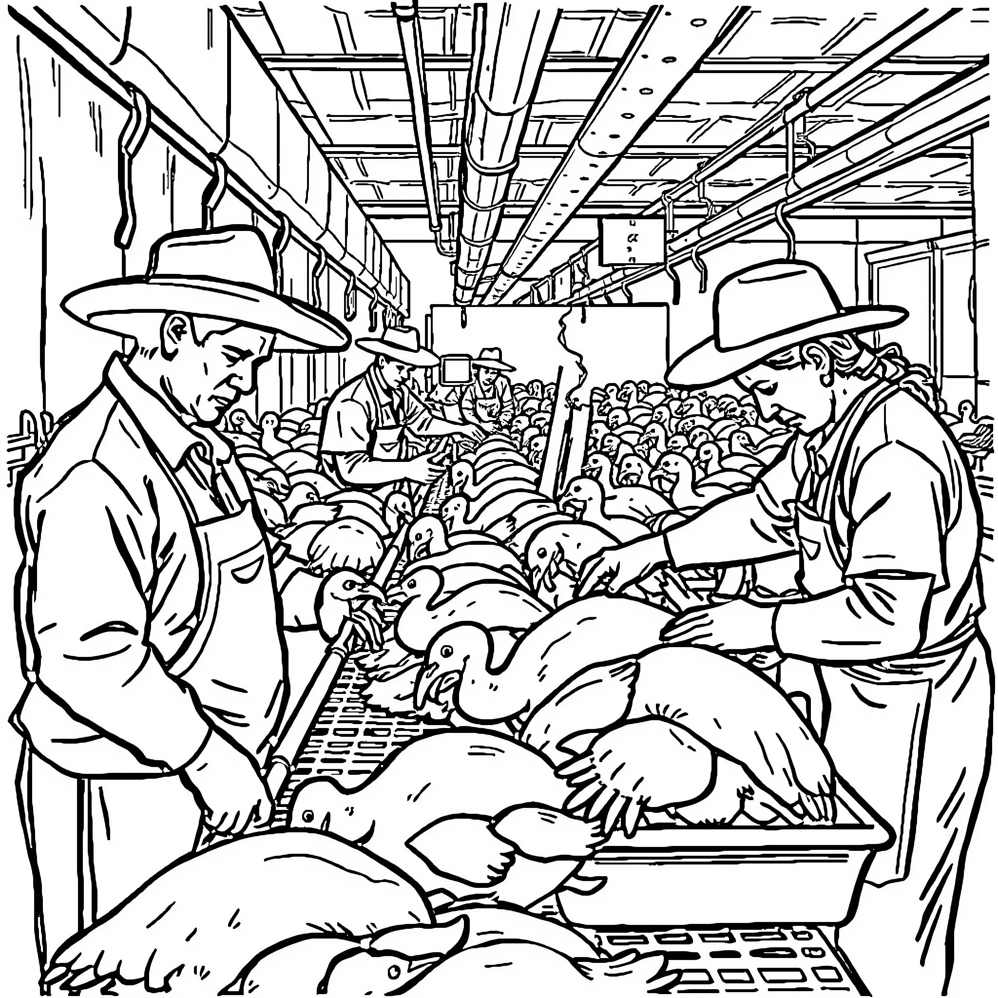 Turkey Crowded Subway Scene with Passengers Coloring Page (free black-and-white line drawing printable PDF for all, from beginners to advanced learners, including children, teens, adults, and seniors)