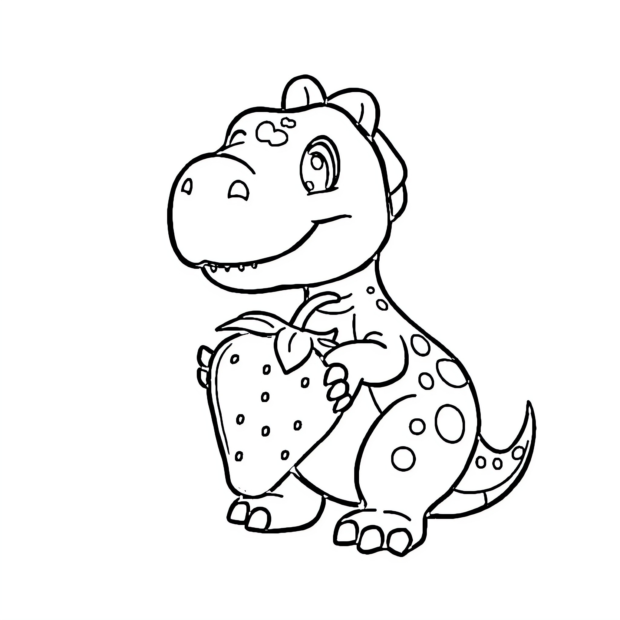 Dinosaur with friendly expression Coloring Page (free black-and-white line drawing printable PDF for all, from beginners to advanced learners, including children, teens, adults, and seniors)