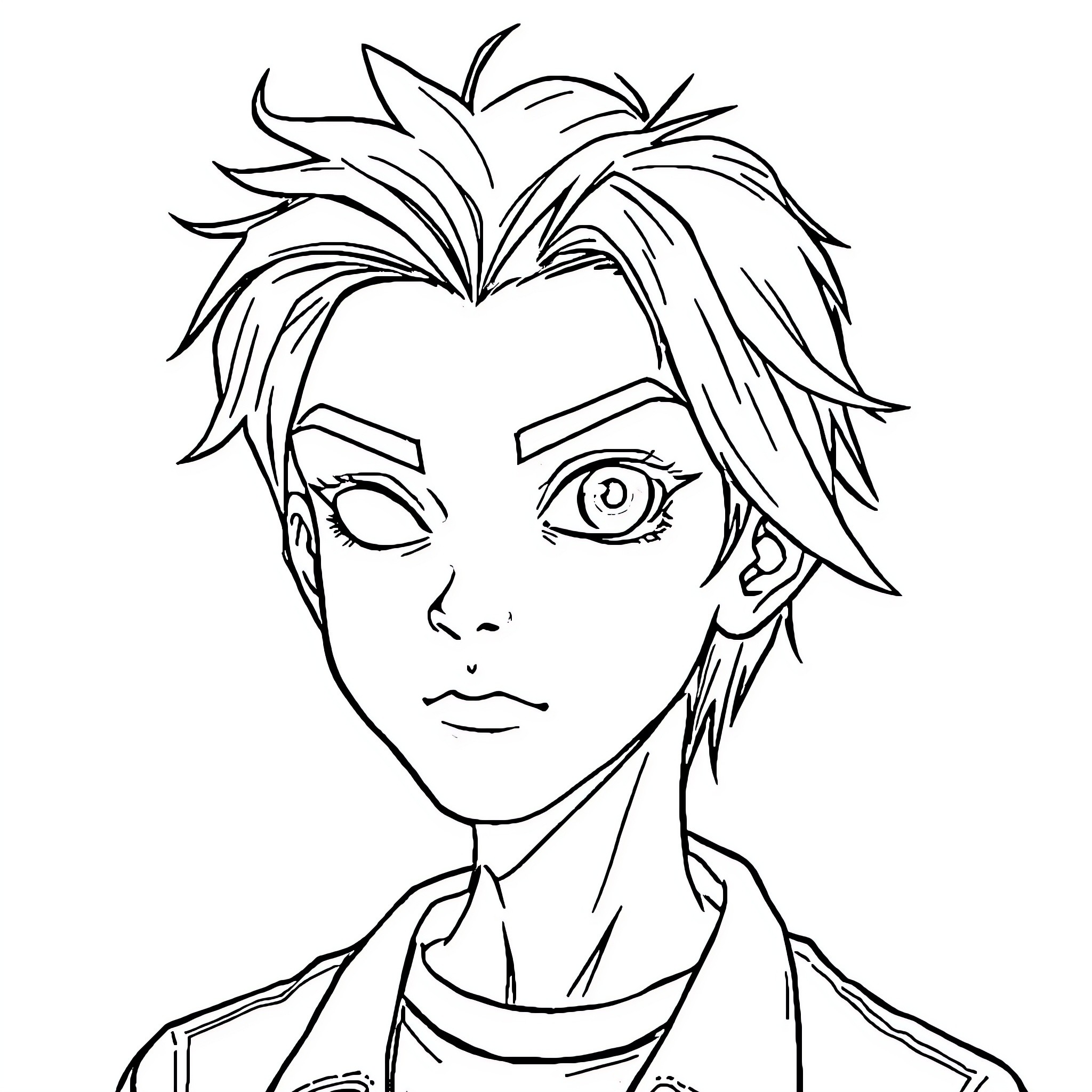 Teenager with distinctive hairstyle Coloring Page (free black-and-white line drawing printable PDF for all, from beginners to advanced learners, including children, teens, adults, and seniors)