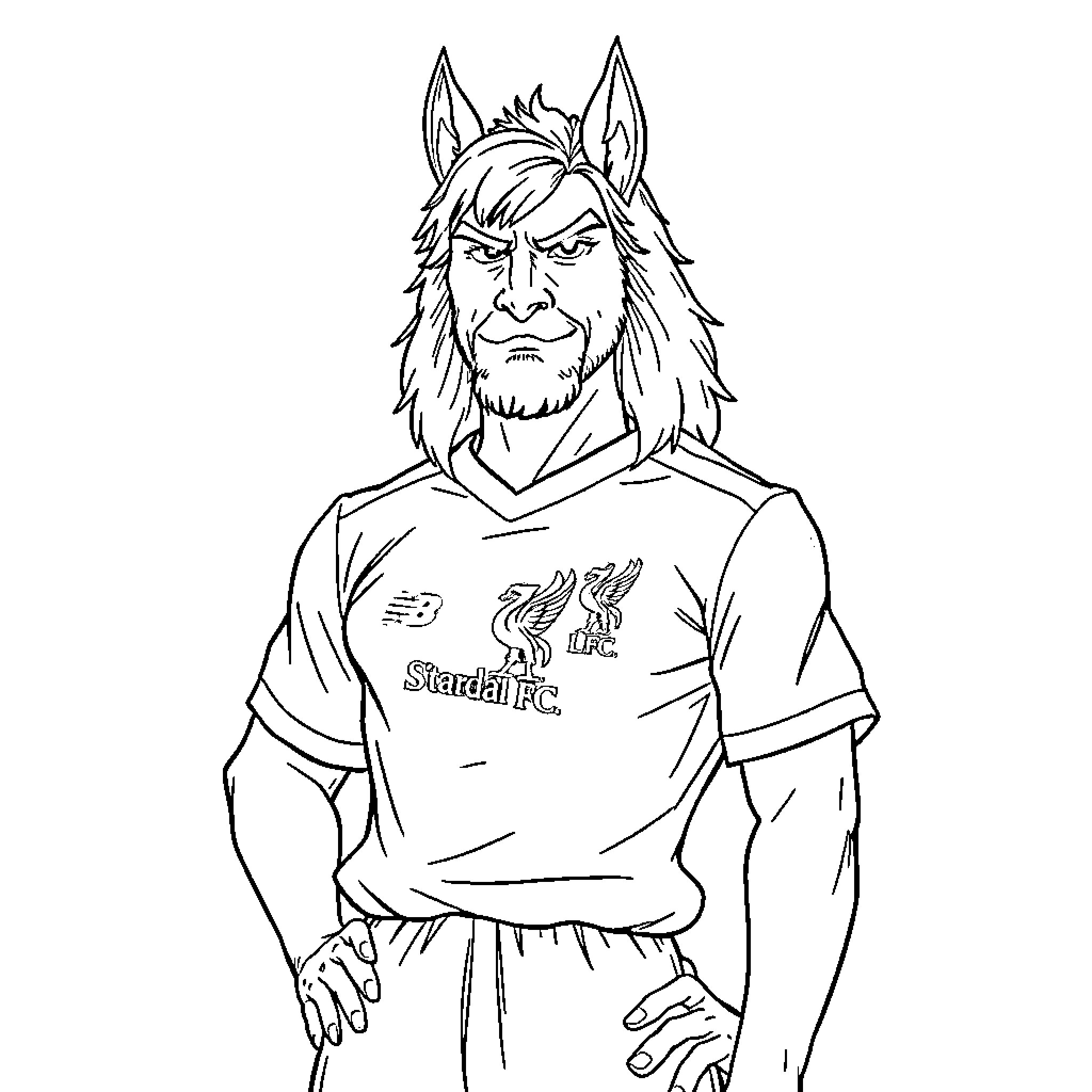 Boromir as Fierce Football Player Coloring Page (free black-and-white line drawing printable PDF for all, from beginners to advanced learners, including children, teens, adults, and seniors)