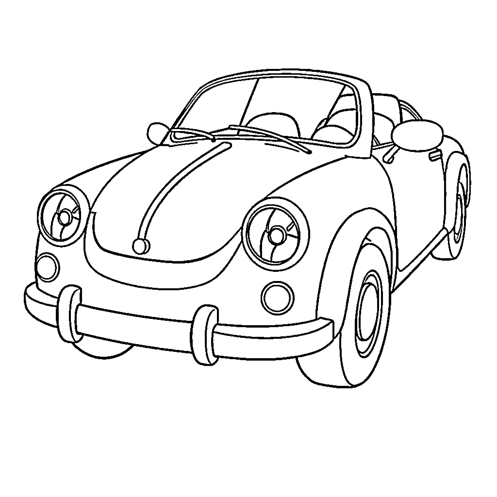 Car illustration with simple design Coloring Page (free black-and-white line drawing printable PDF for all, from beginners to advanced learners, including children, teens, adults, and seniors)