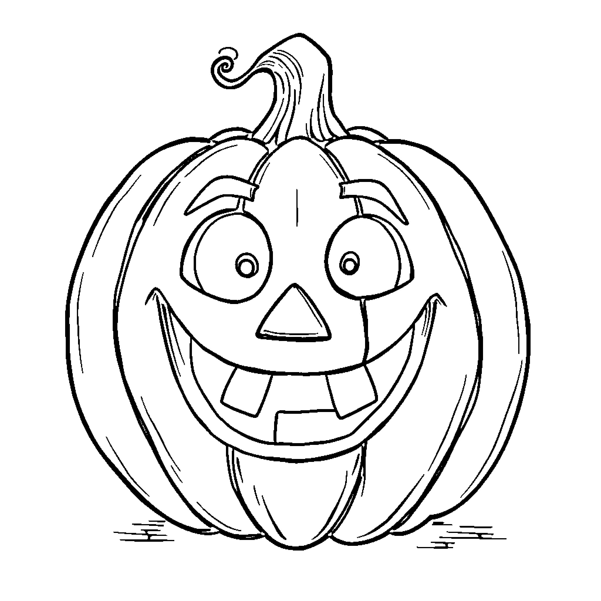 Jack-o'-lantern with a happy expression Coloring Page (free black-and-white line drawing printable PDF for all, from beginners to advanced learners, including children, teens, adults, and seniors)