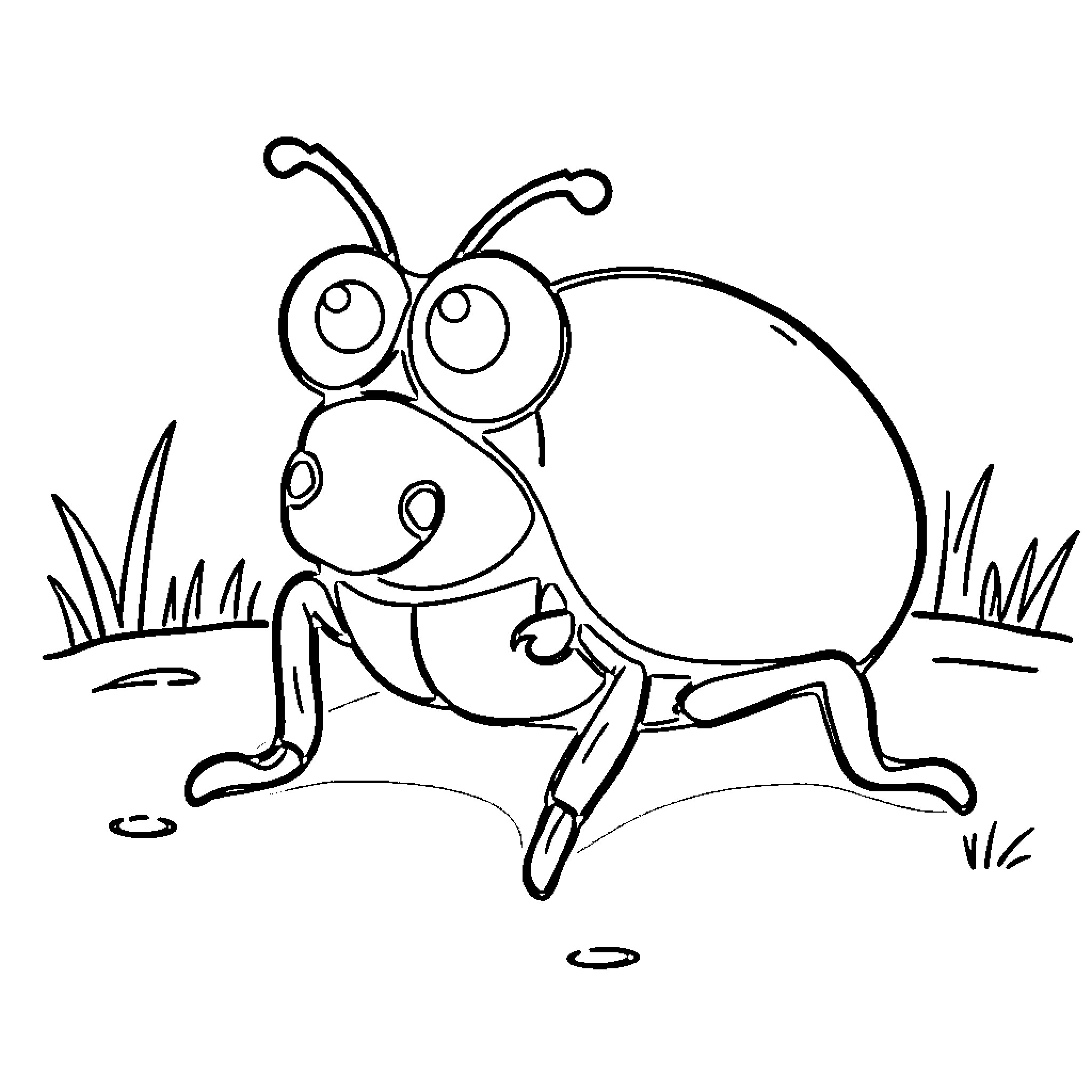 Dung Beetle exploring the outdoors Coloring Page (free black-and-white line drawing printable PDF for all, from beginners to advanced learners, including children, teens, adults, and seniors)