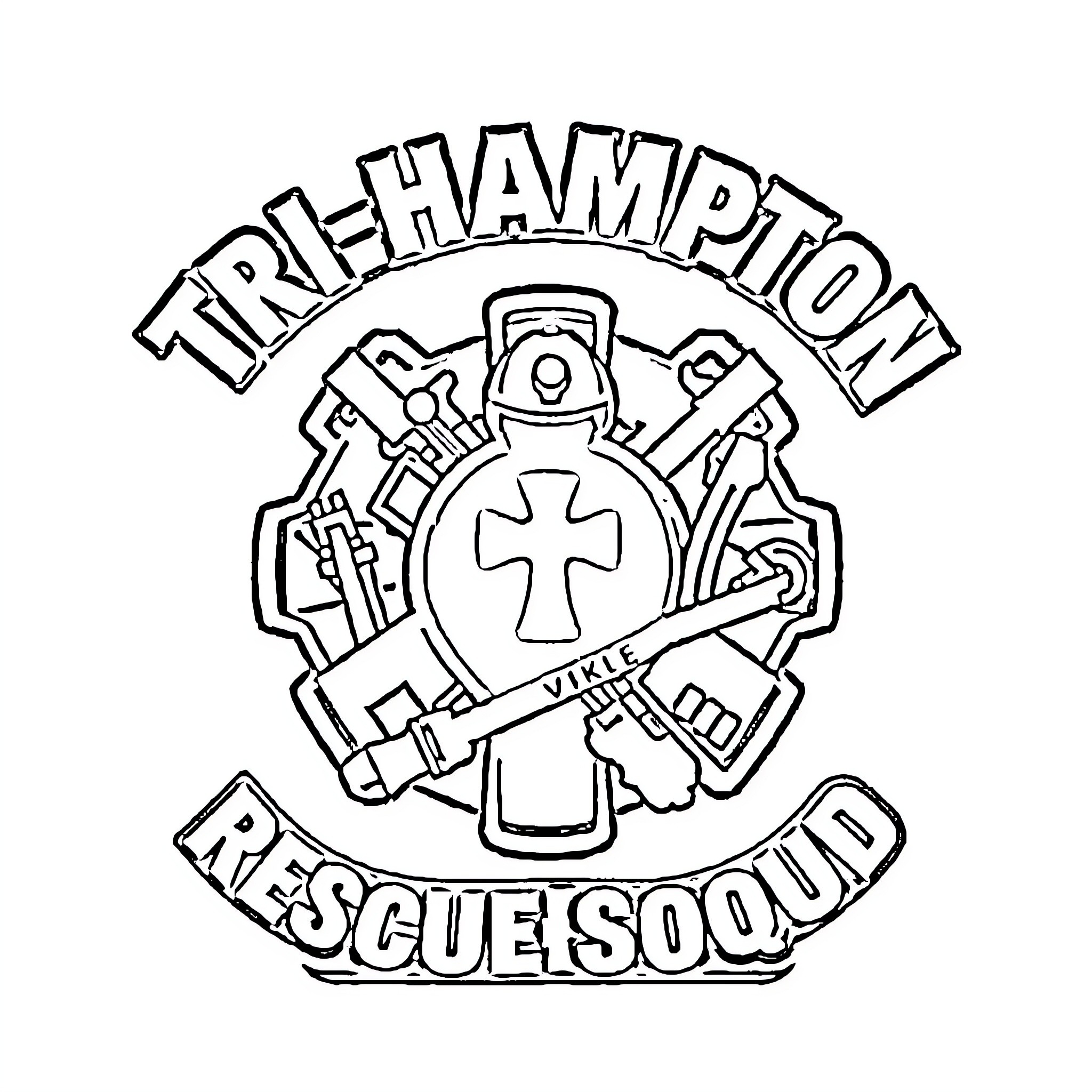 Logo for Tri-Hampton Rescue Squad Coloring Page (free black-and-white line drawing printable PDF for all, from beginners to advanced learners, including children, teens, adults, and seniors)