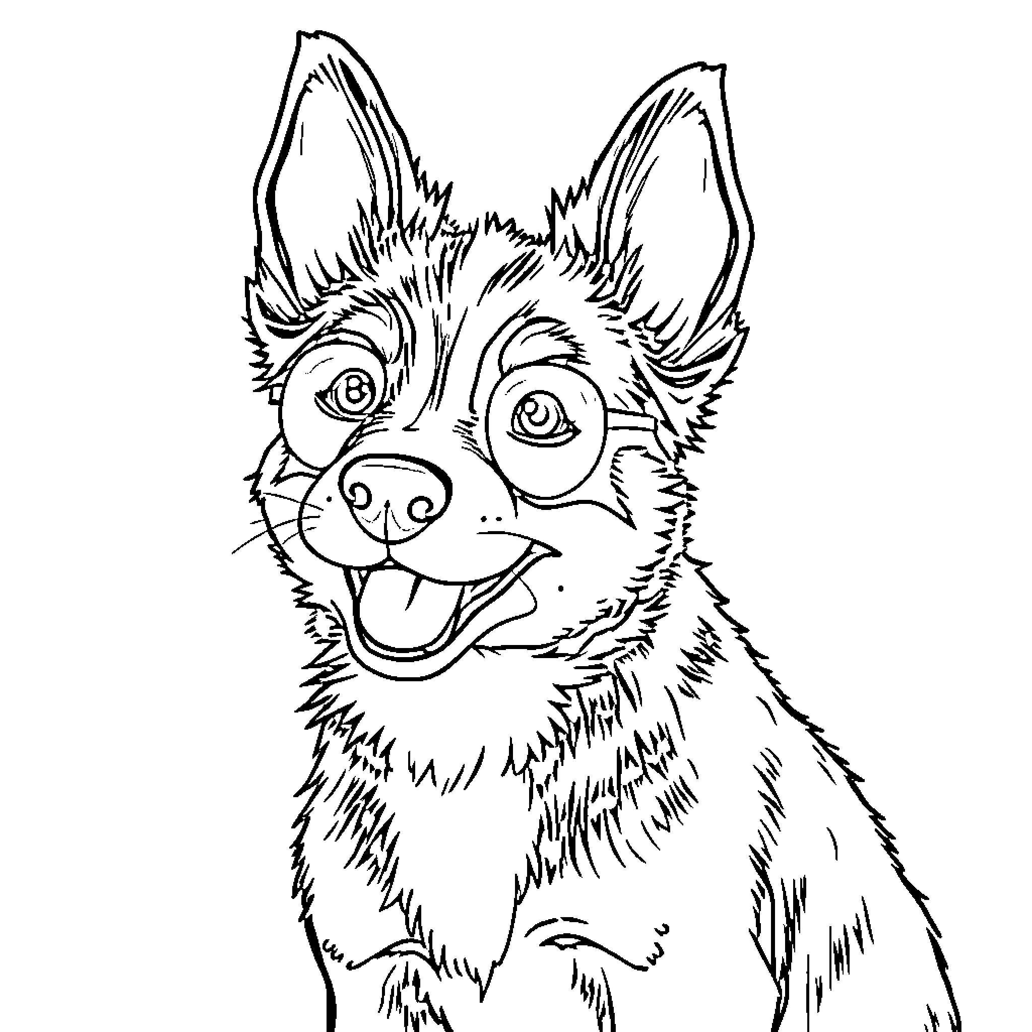Bluey's Playful Pup Adventures Coloring Page (free black-and-white line drawing printable PDF for all, from beginners to advanced learners, including children, teens, adults, and seniors)