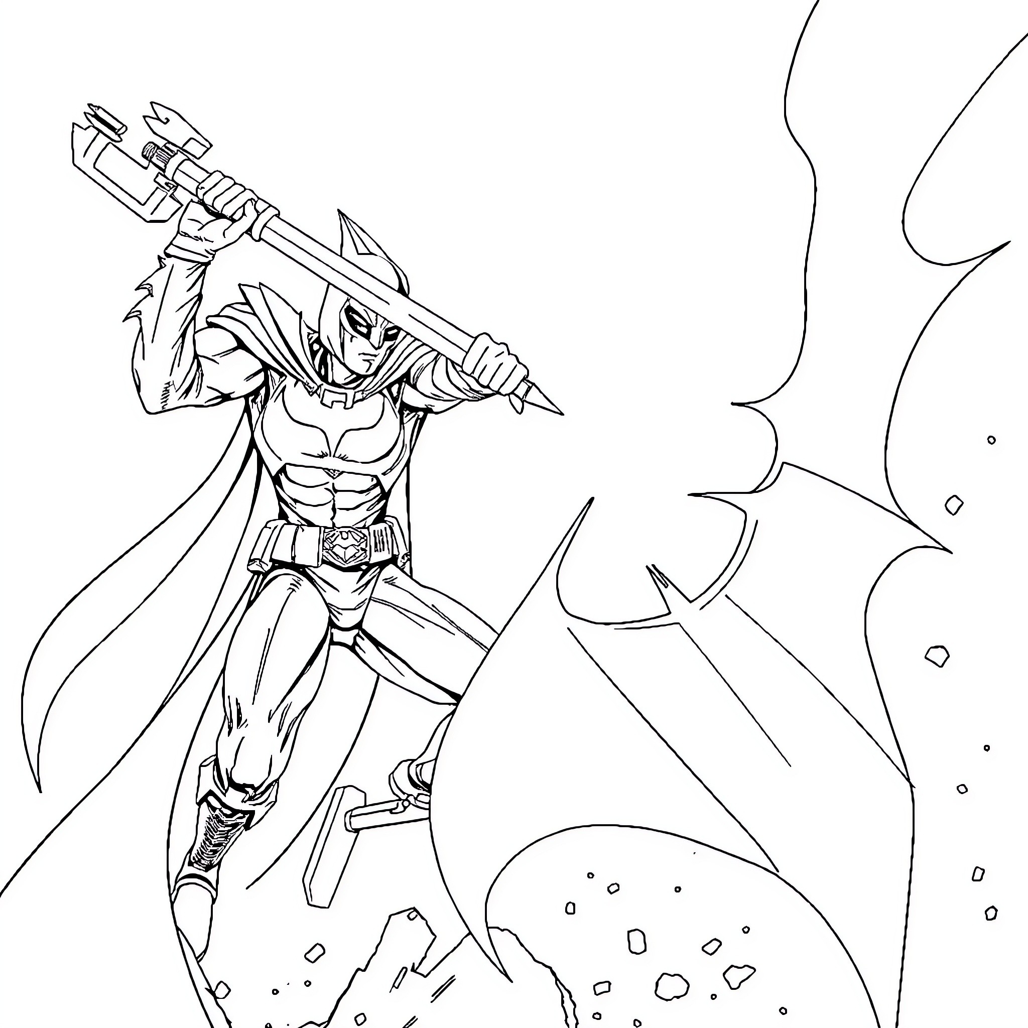 Hollow Knight character in action poses Coloring Page (free black-and-white line drawing printable PDF for all, from beginners to advanced learners, including children, teens, adults, and seniors)