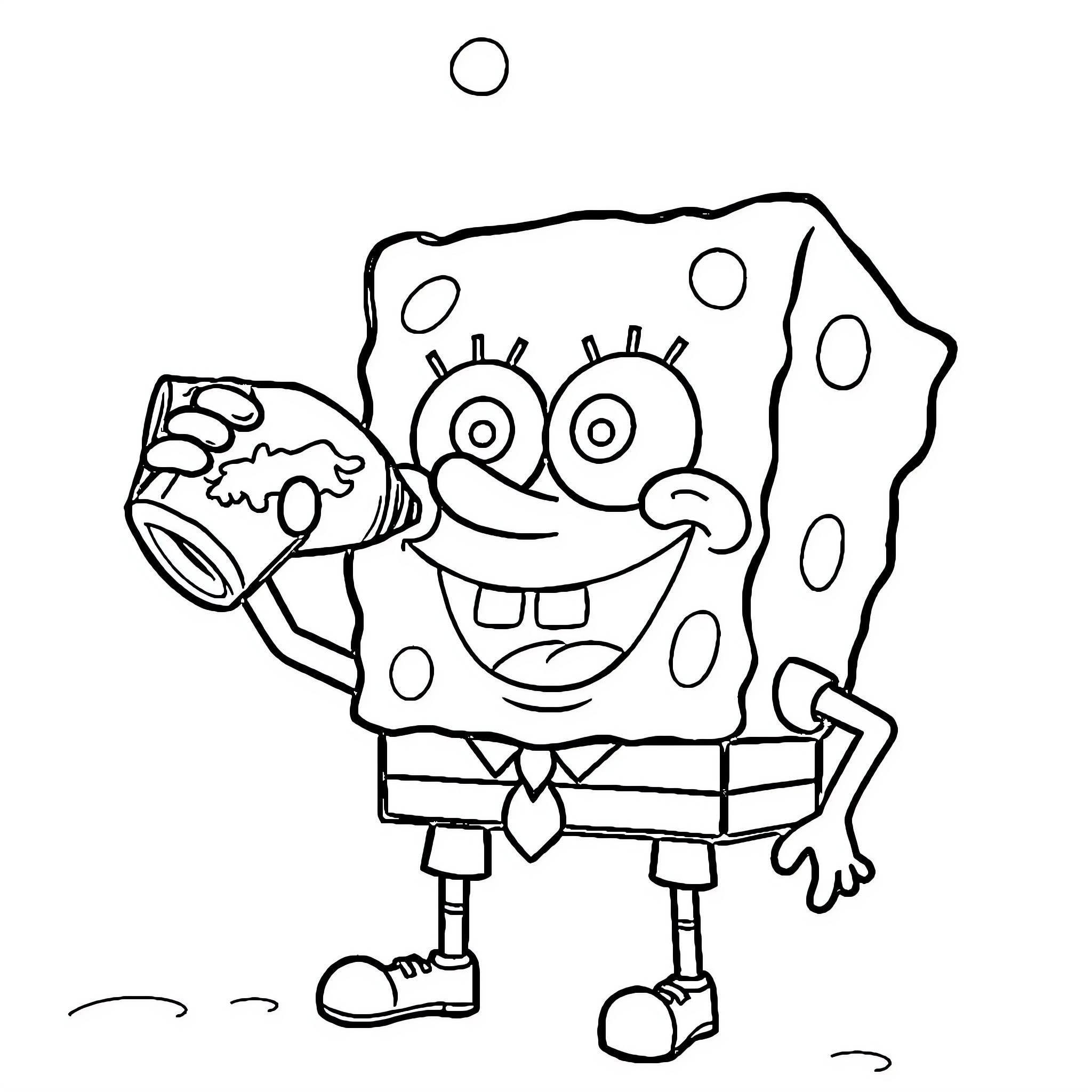 Spongebob enjoying a tasty treat Coloring Page (free black-and-white line drawing printable PDF for all, from beginners to advanced learners, including children, teens, adults, and seniors)