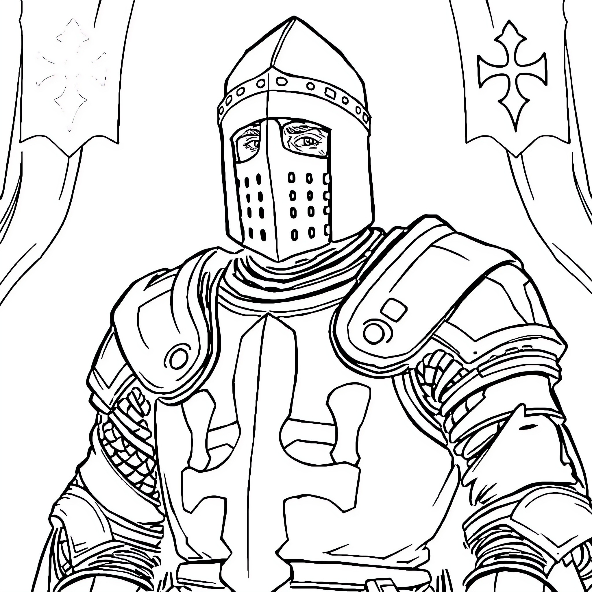 Jacques DeMolay in Ceremonial Regalia Coloring Page (free black-and-white line drawing printable PDF for all, from beginners to advanced learners, including children, teens, adults, and seniors)