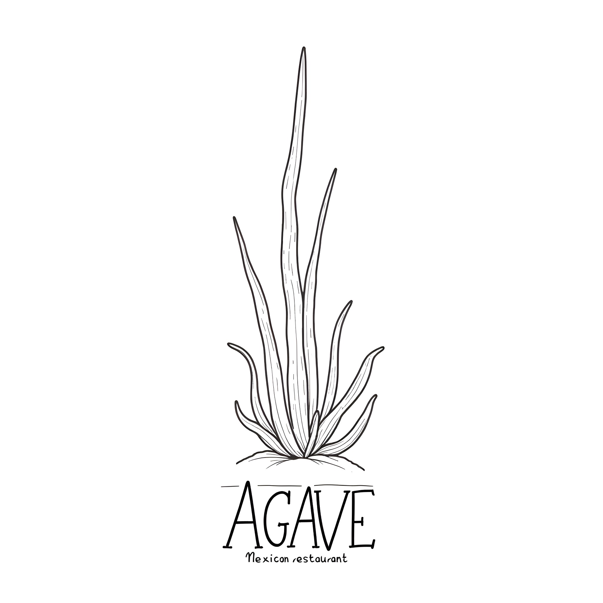 Agave Mexican restaurant logo Coloring Page (free black-and-white line drawing printable PDF for all, from beginners to advanced learners, including children, teens, adults, and seniors)