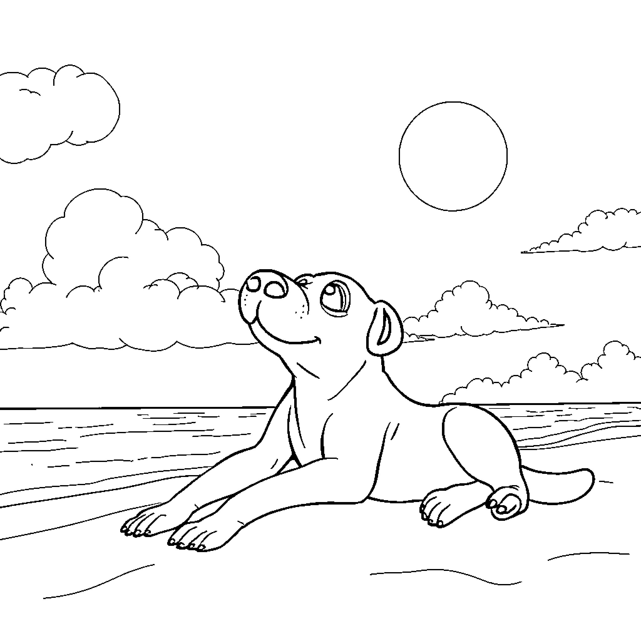 Labubu enjoying a day at the beach Coloring Page (free black-and-white line drawing printable PDF for all, from beginners to advanced learners, including children, teens, adults, and seniors)