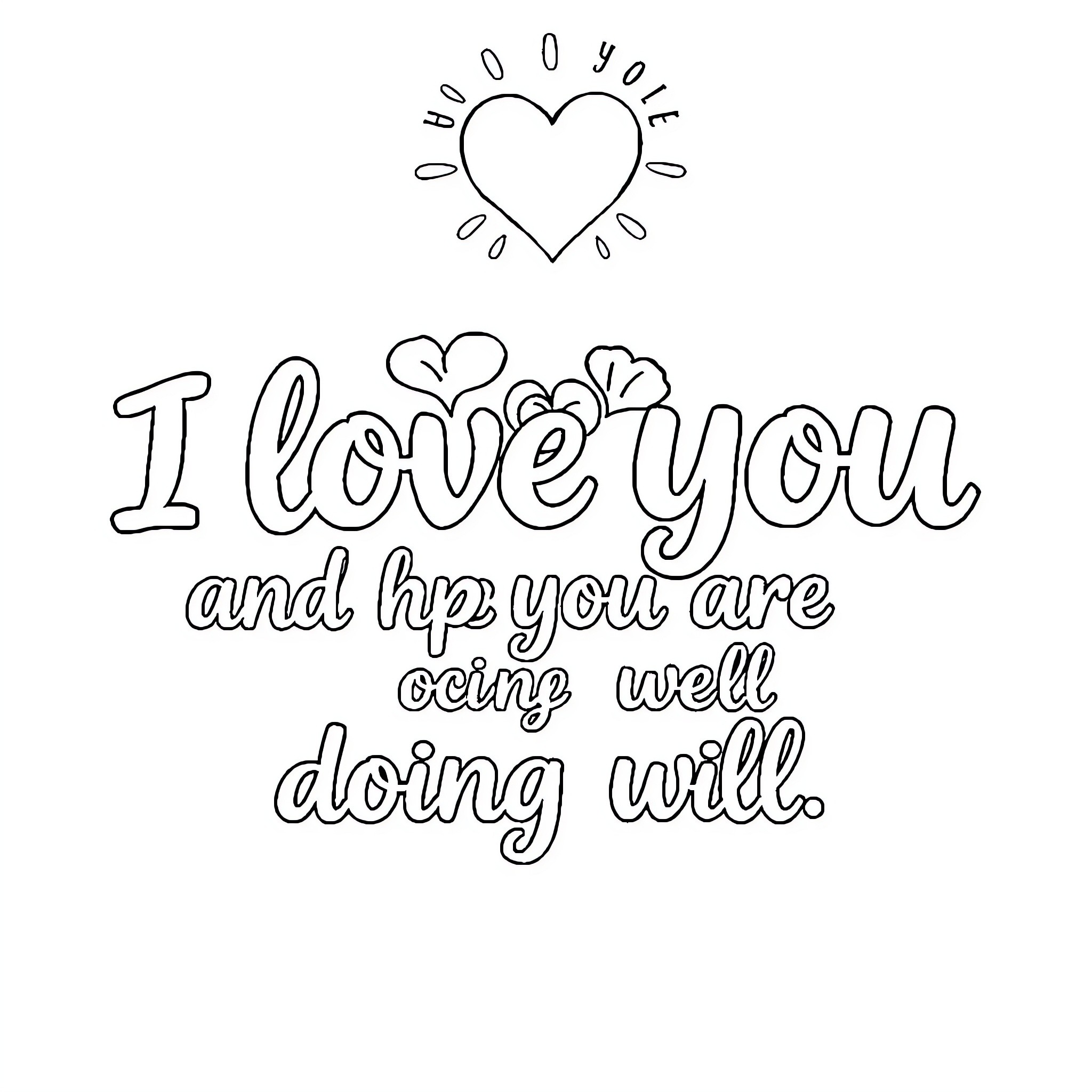 Love and support for your well-being Coloring Page (free black-and-white line drawing printable PDF for all, from beginners to advanced learners, including children, teens, adults, and seniors)