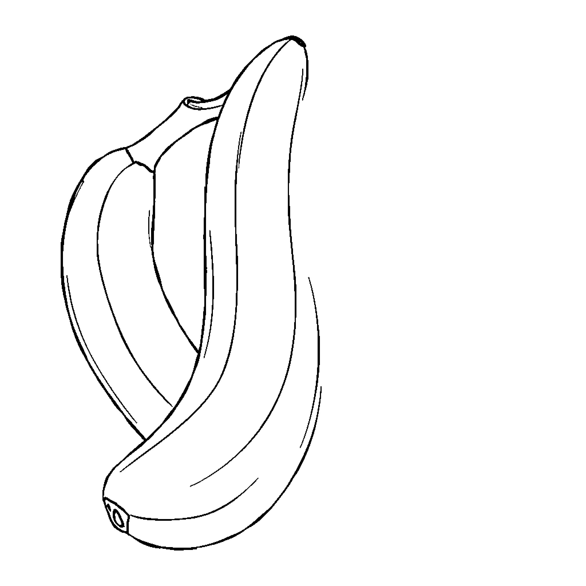 Banana bunch with curving stems Coloring Page (free black-and-white line drawing printable PDF for all, from beginners to advanced learners, including children, teens, adults, and seniors)