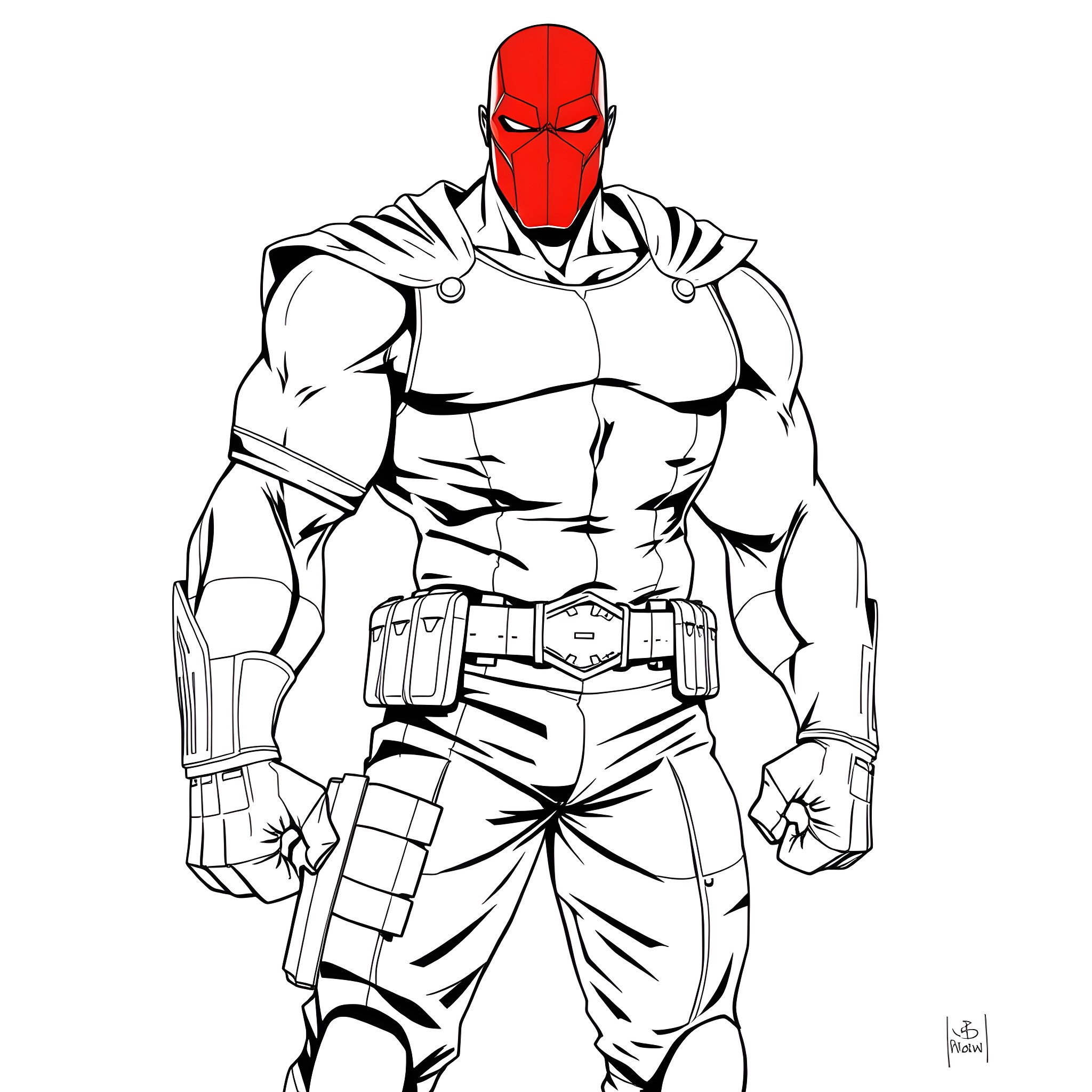 Bane, the powerful and intimidating warrior Coloring Page (free black-and-white line drawing printable PDF for all, from beginners to advanced learners, including children, teens, adults, and seniors)