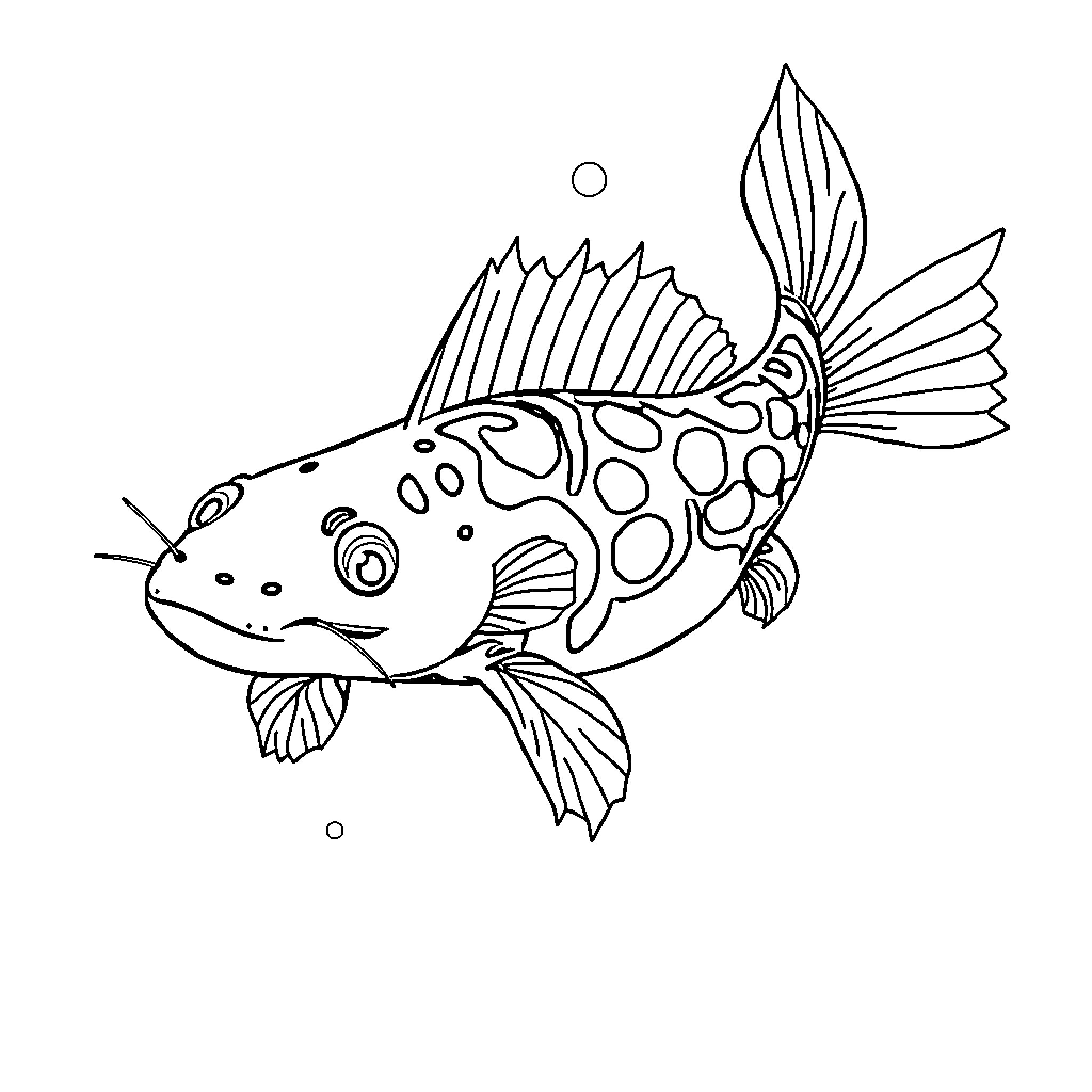 Axolotl swimming gracefully in the water Coloring Page (free black-and-white line drawing printable PDF for all, from beginners to advanced learners, including children, teens, adults, and seniors)