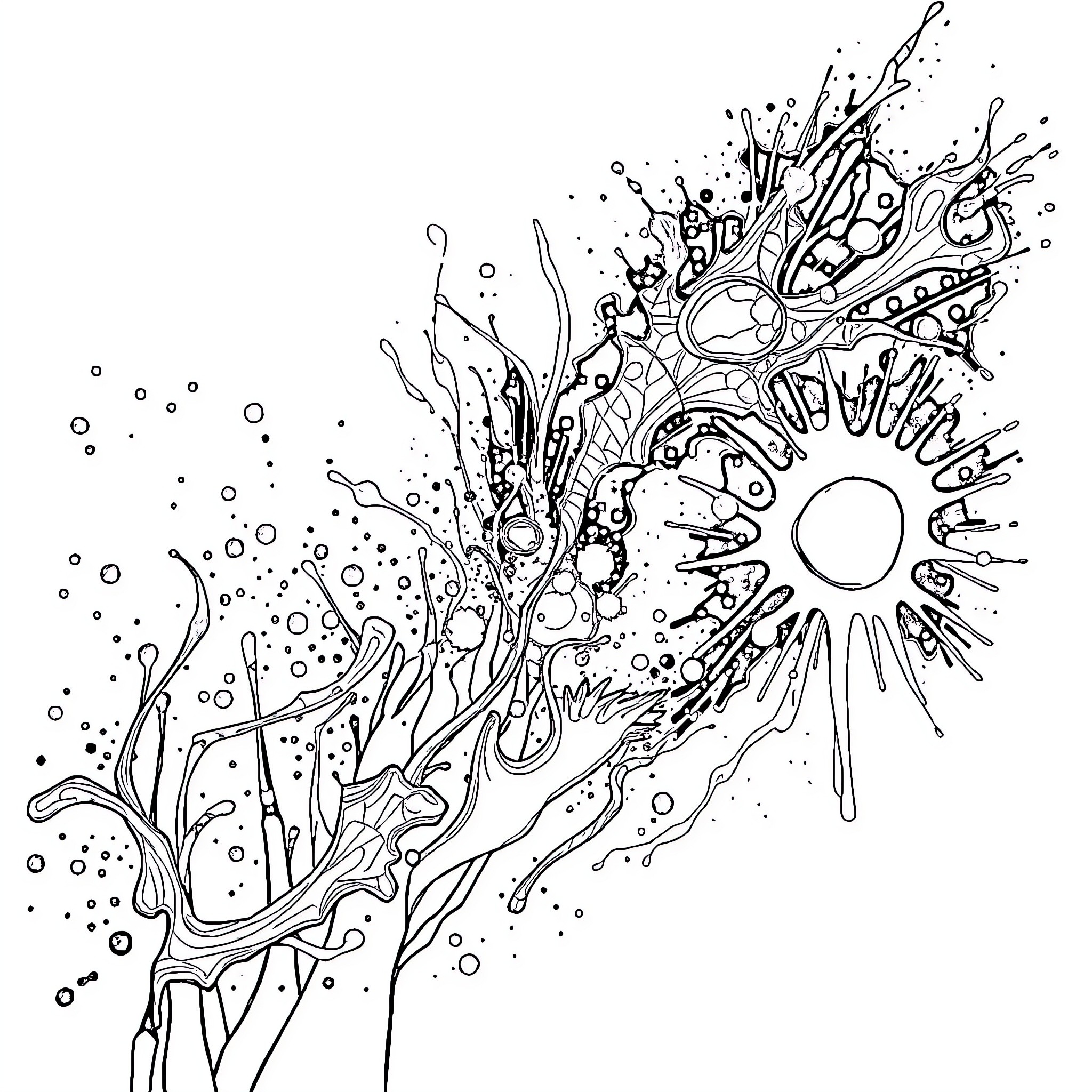 World of Abstract Artistic Expressions Coloring Page (free black-and-white line drawing printable PDF for all, from beginners to advanced learners, including children, teens, adults, and seniors)