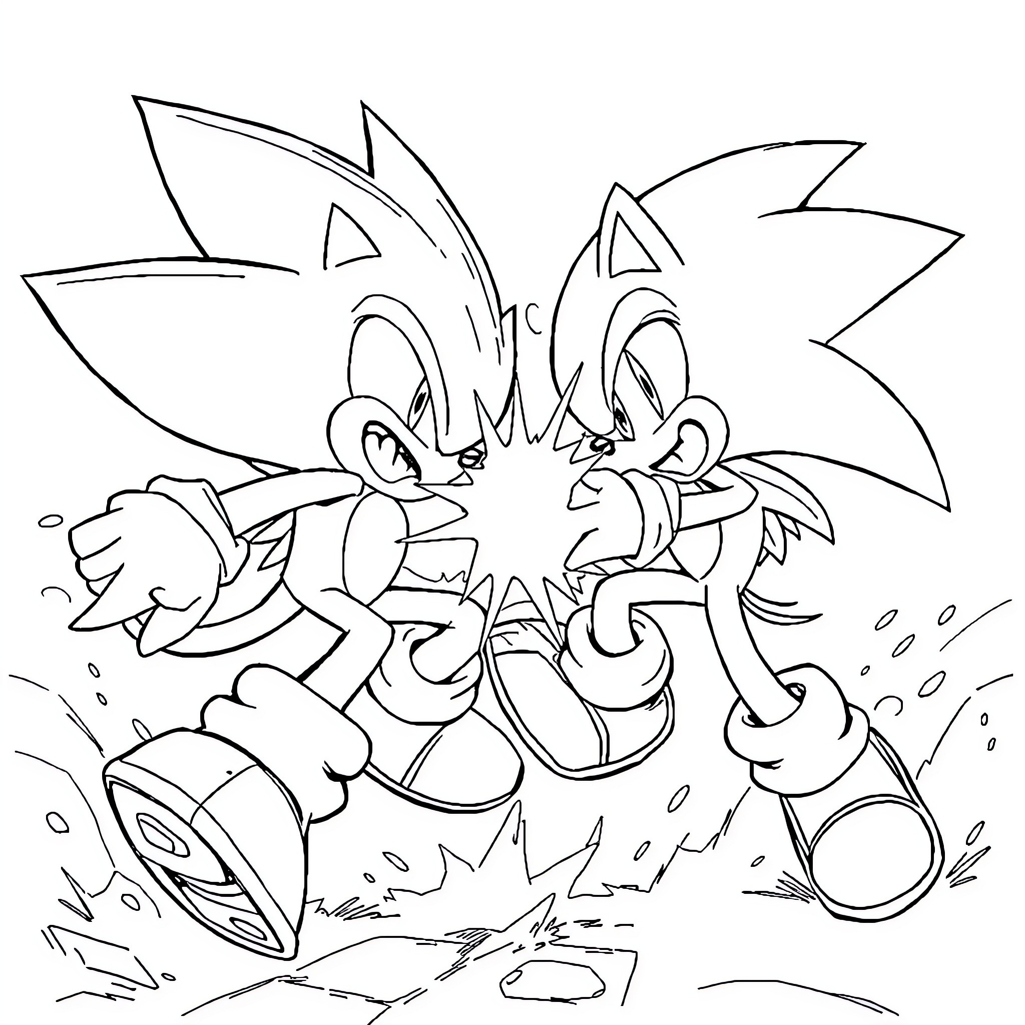 Togepei running and fighting with spiky creatures Coloring Page (free black-and-white line drawing printable PDF for all, from beginners to advanced learners, including children, teens, adults, and seniors)