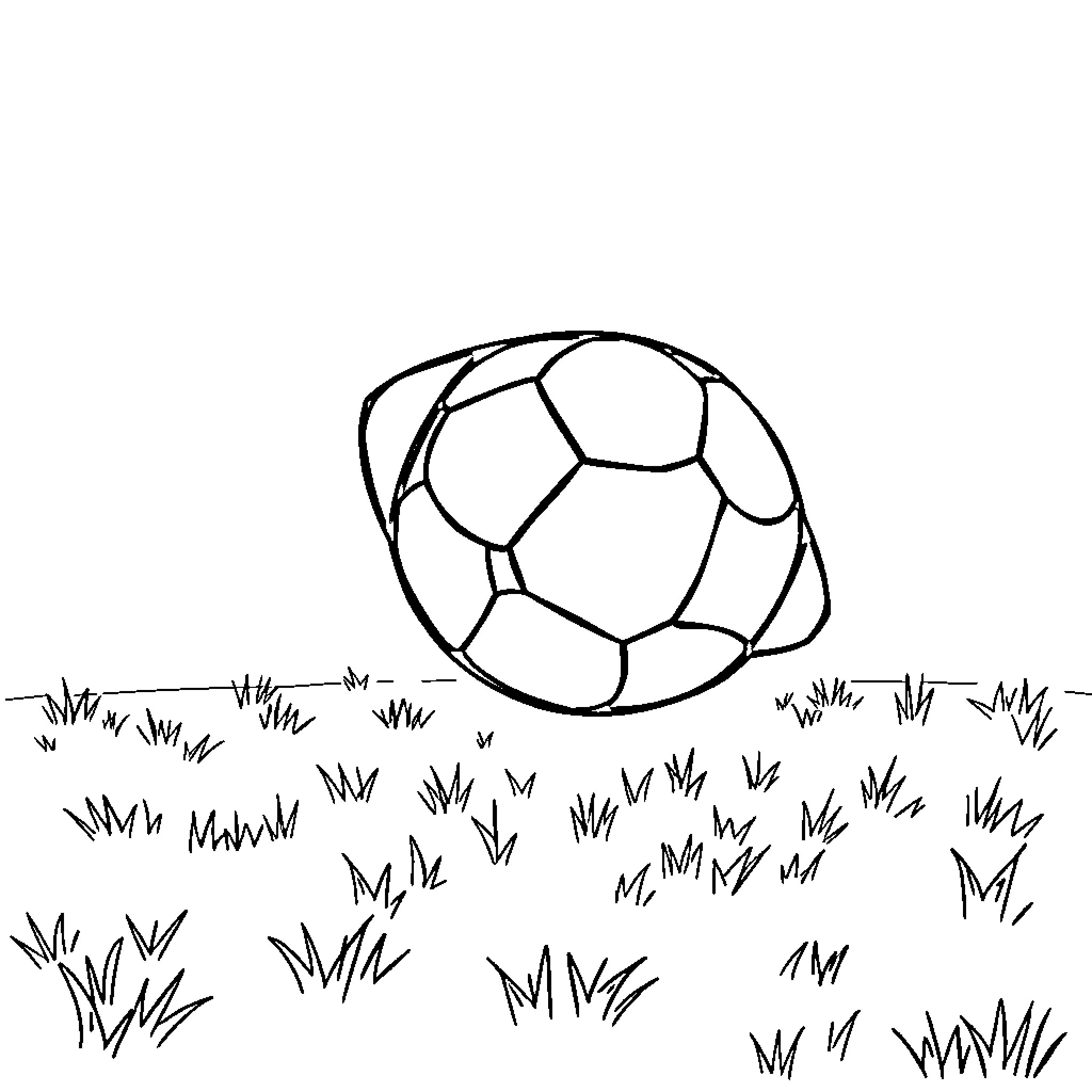 Football on the grassy field Coloring Page (free black-and-white line drawing printable PDF for all, from beginners to advanced learners, including children, teens, adults, and seniors)