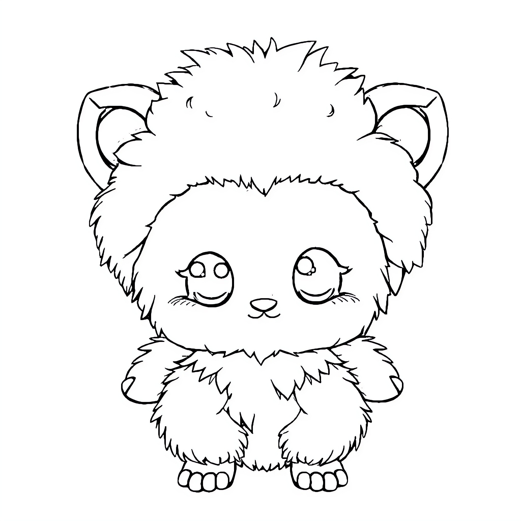 Labubu the Adorable Fluffy Creature Coloring Page (free black-and-white line drawing printable PDF for all, from beginners to advanced learners, including children, teens, adults, and seniors)