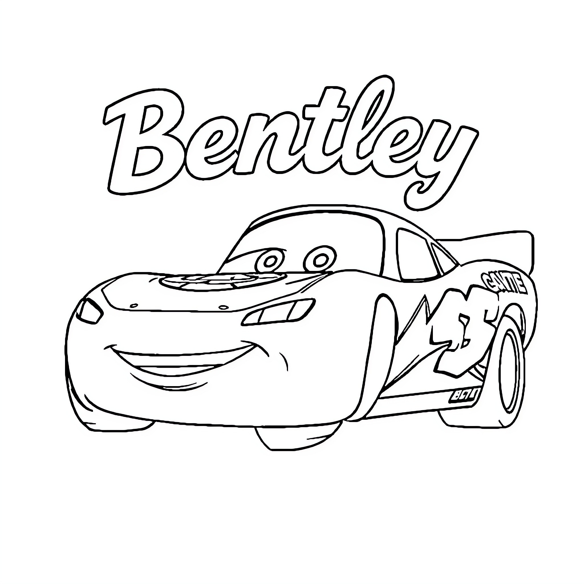 Lightning McQueen speeding on the track Coloring Page (free black-and-white line drawing printable PDF for all, from beginners to advanced learners, including children, teens, adults, and seniors)