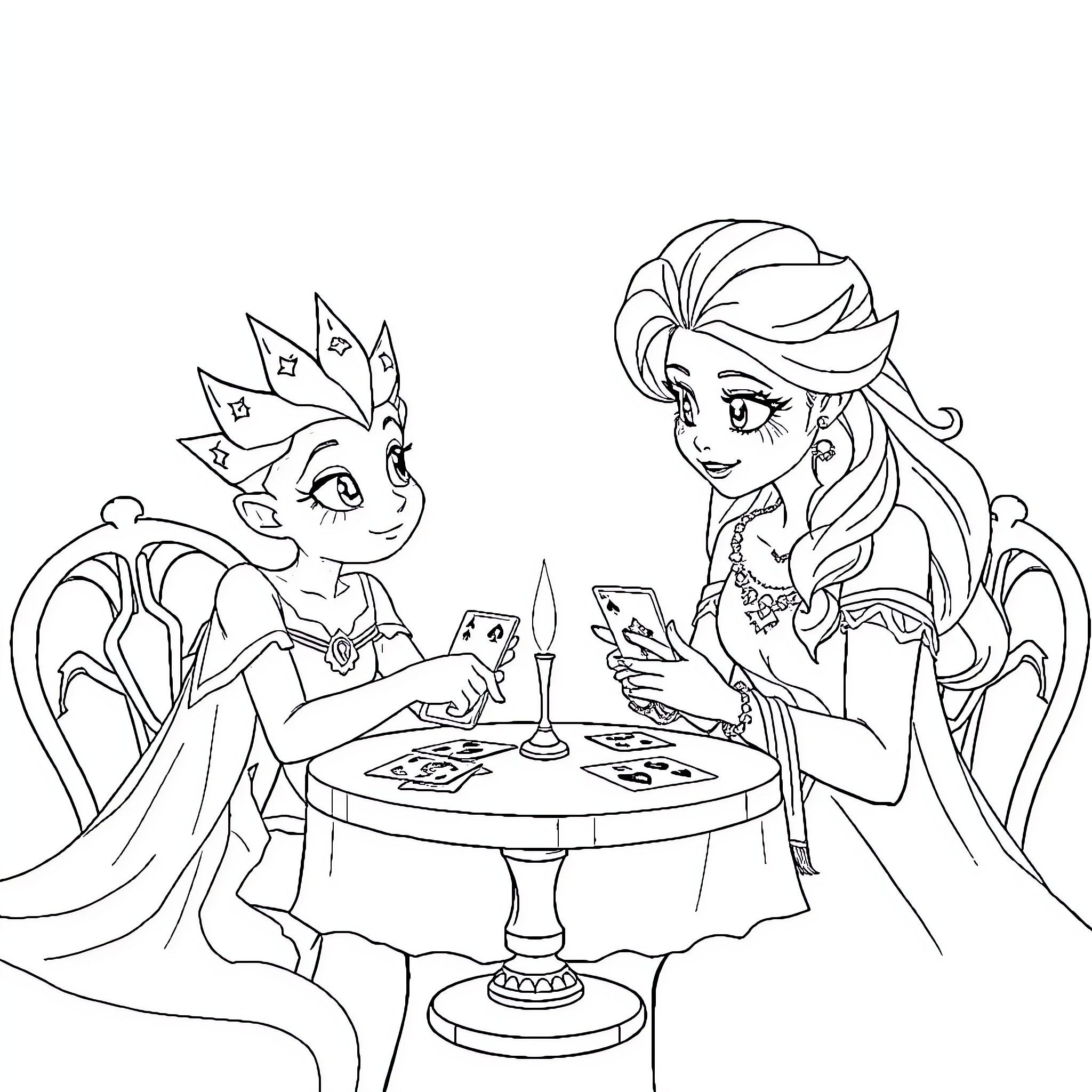 Bluey's tea party with friends Coloring Page (free black-and-white line drawing printable PDF for all, from beginners to advanced learners, including children, teens, adults, and seniors)