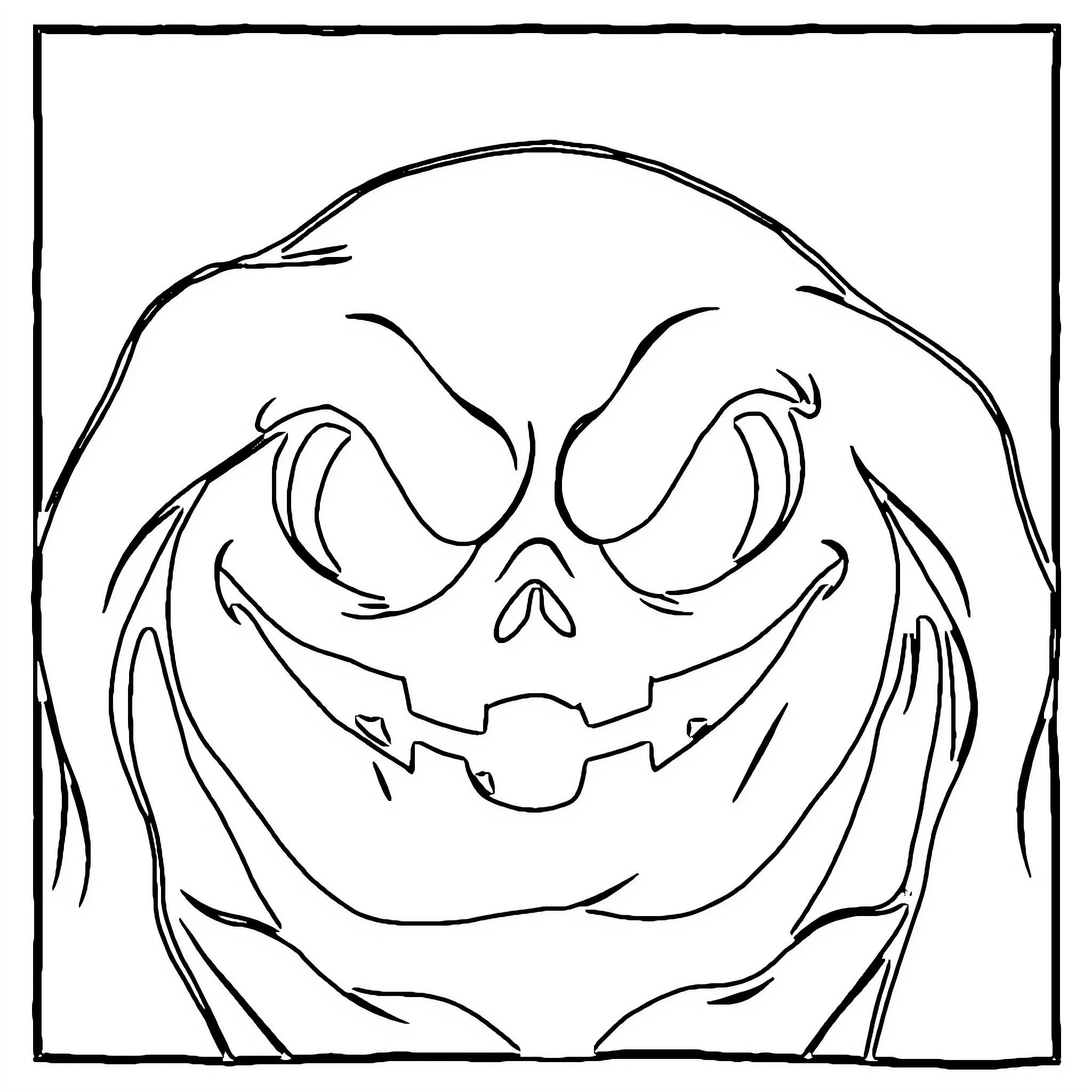 Ghost Face with Eerie Grin and Spooky Expression Coloring Page (free black-and-white line drawing printable PDF for all, from beginners to advanced learners, including children, teens, adults, and seniors)