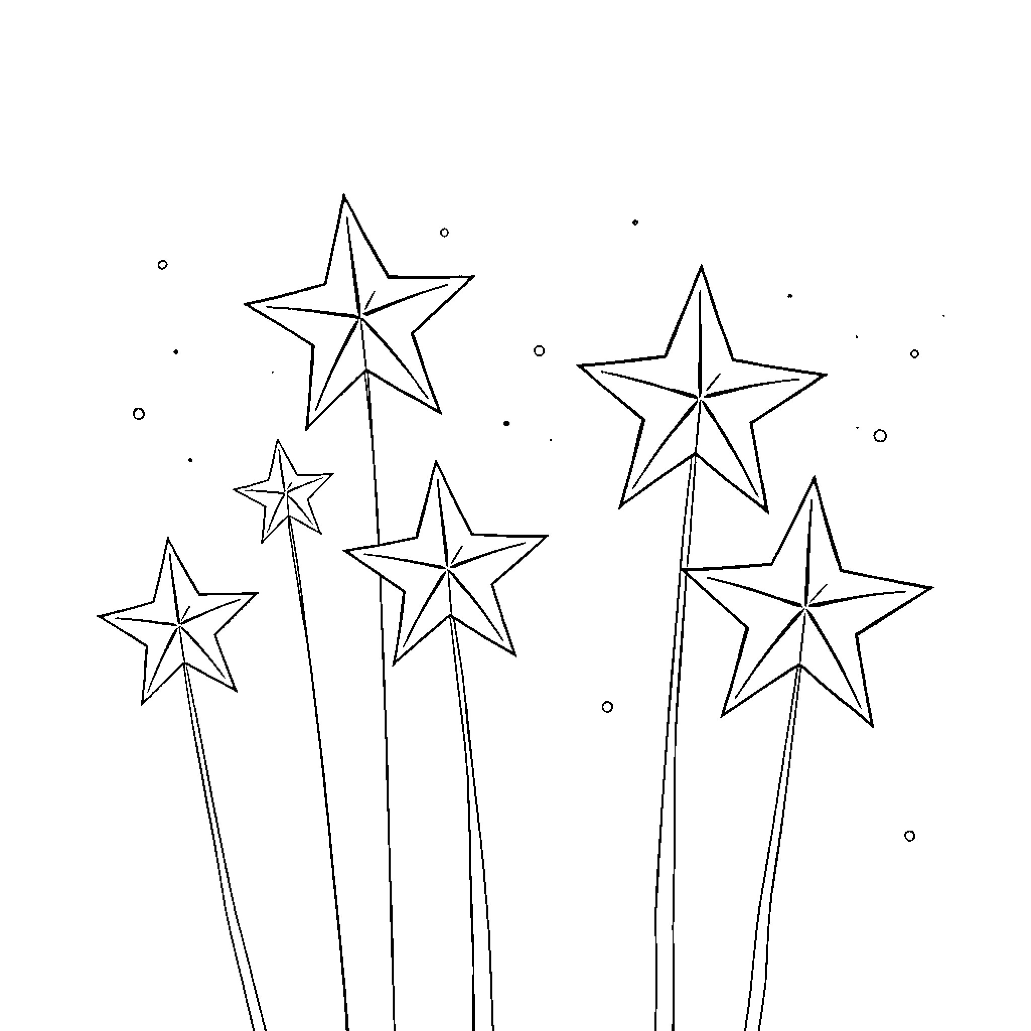 Star-shaped objects in simplistic sketch Coloring Page (free black-and-white line drawing printable PDF for all, from beginners to advanced learners, including children, teens, adults, and seniors)