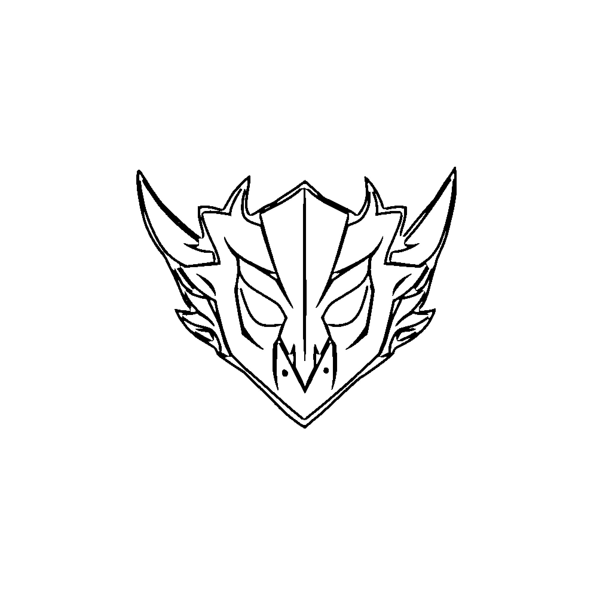 UNPRG Fierce Dragon Mask Illustration Coloring Page (free black-and-white line drawing printable PDF for all, from beginners to advanced learners, including children, teens, adults, and seniors)