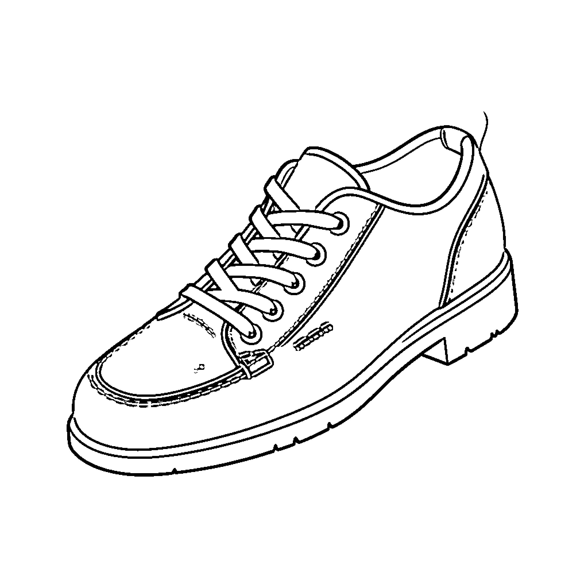 Shoe with laces on a white background Coloring Page (free black-and-white line drawing printable PDF for all, from beginners to advanced learners, including children, teens, adults, and seniors)