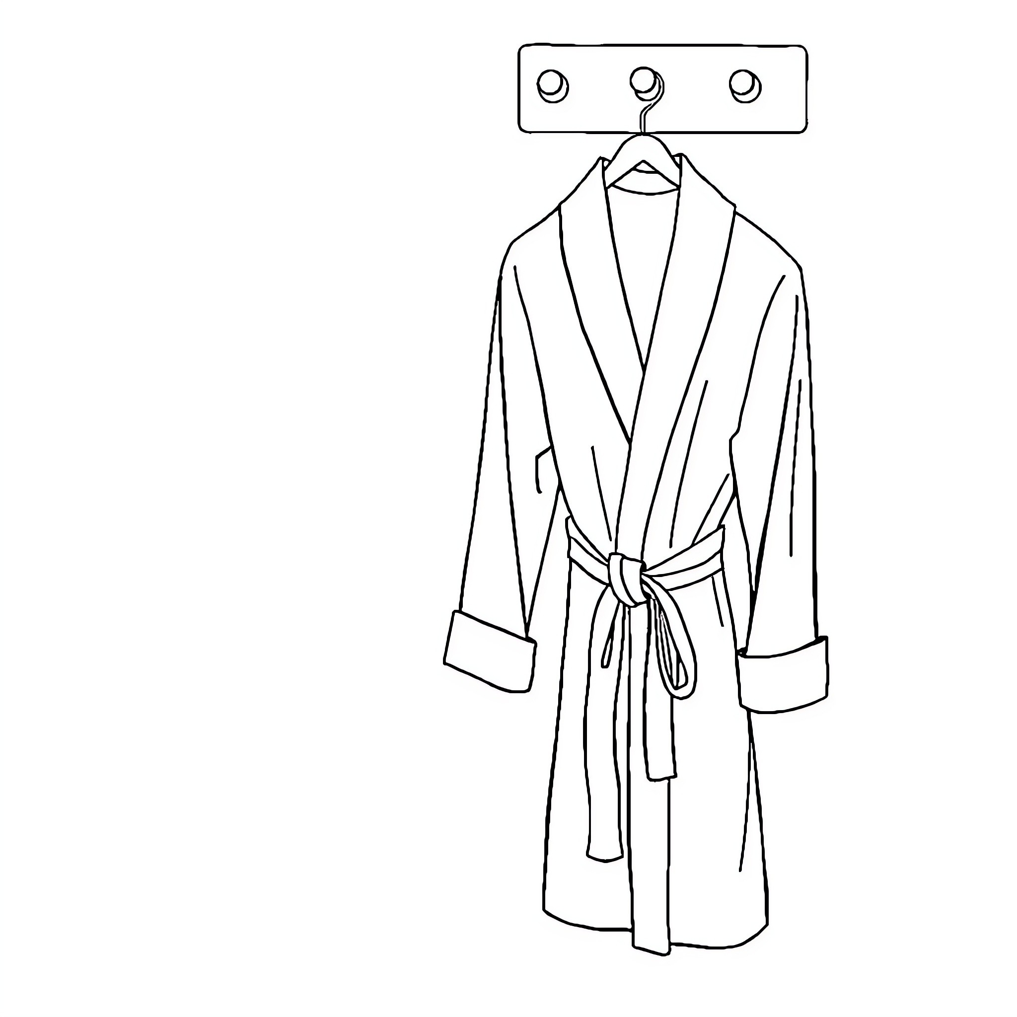 Robe hanging on a rack with coat hooks Coloring Page (free black-and-white line drawing printable PDF for all, from beginners to advanced learners, including children, teens, adults, and seniors)