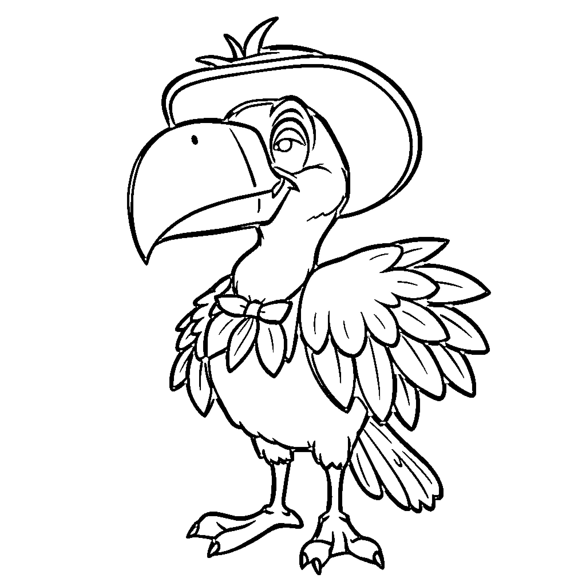 Condorito the comical parrot character Coloring Page (free black-and-white line drawing printable PDF for all, from beginners to advanced learners, including children, teens, adults, and seniors)