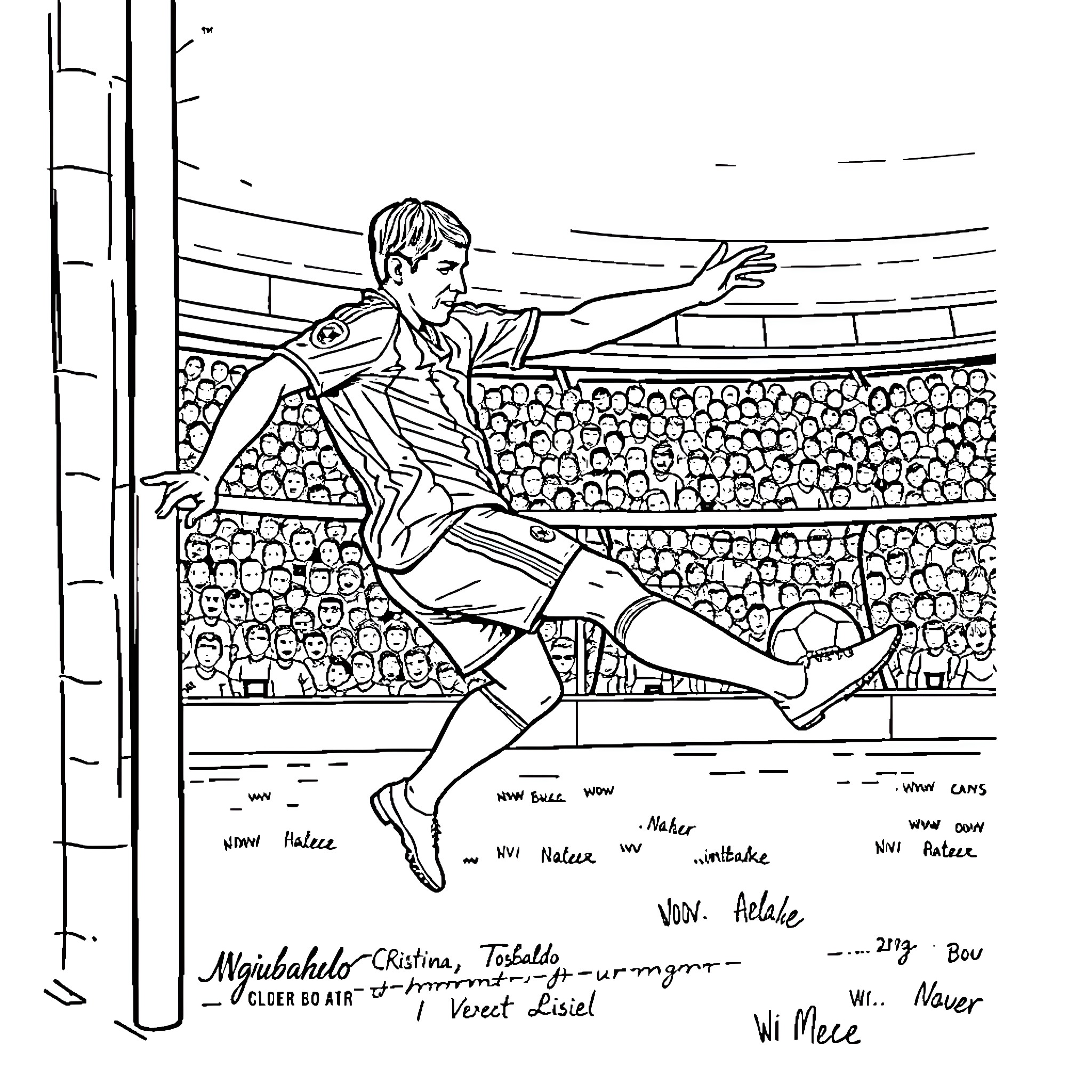 Cristiano Tobaldo performing gymnastic moves in a sports arena Coloring Page (free black-and-white line drawing printable PDF for all, from beginners to advanced learners, including children, teens, adults, and seniors)