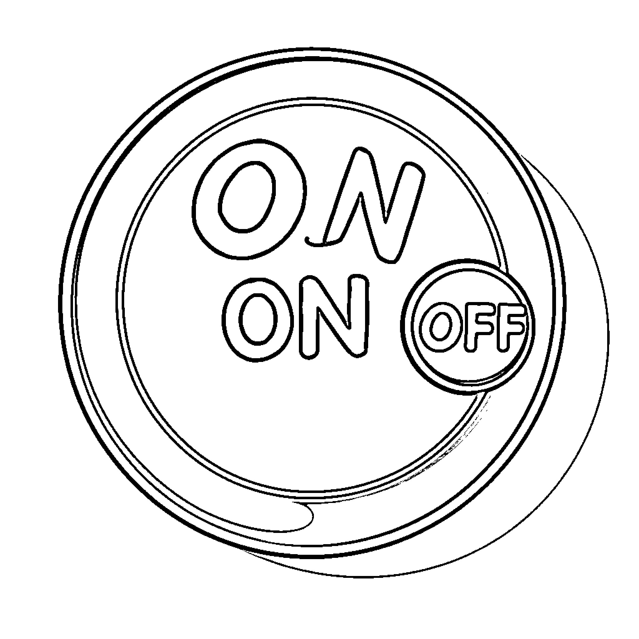 Big Simple On and Off Switch Button Coloring Page (free black-and-white line drawing printable PDF for all, from beginners to advanced learners, including children, teens, adults, and seniors)