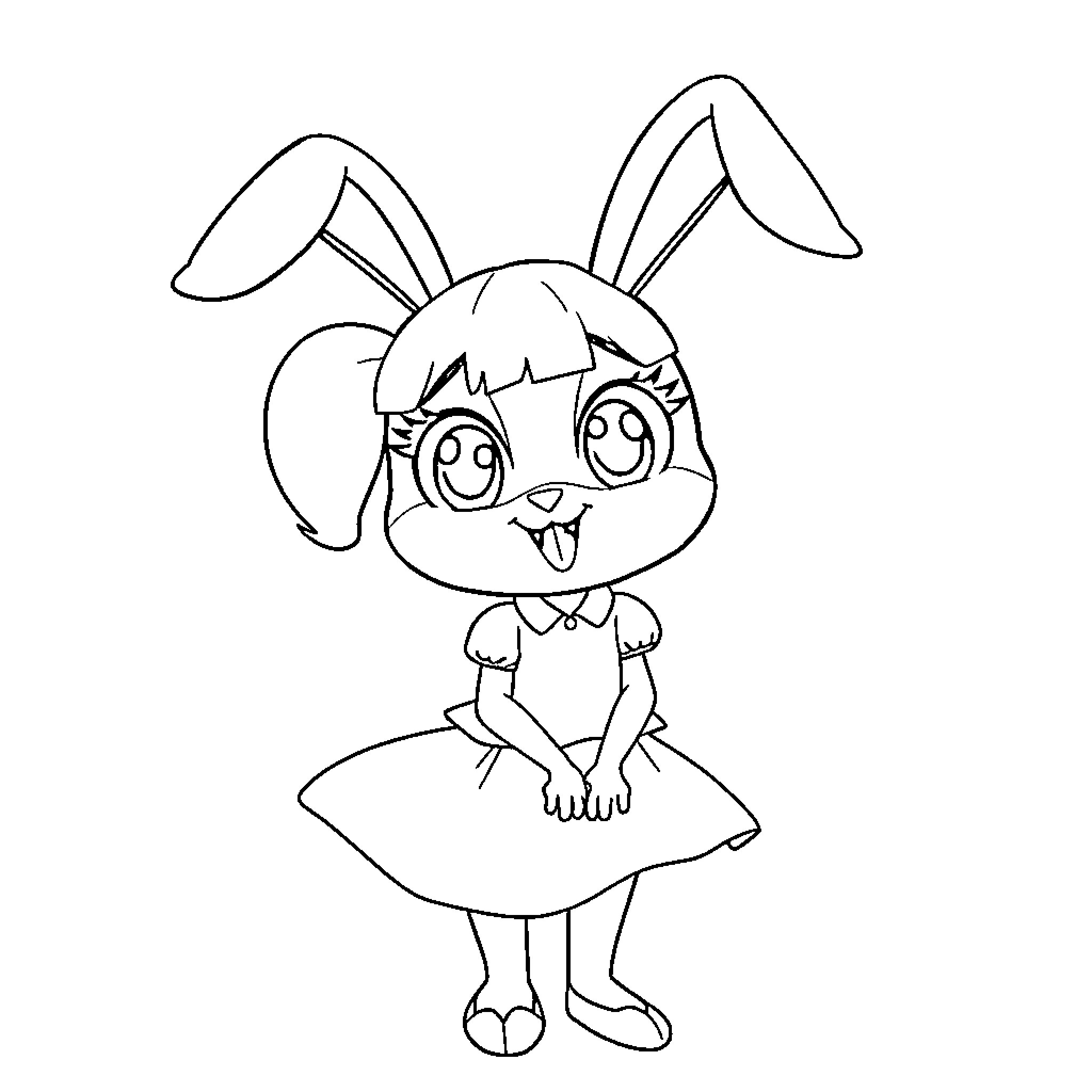 Bluey's Playful Rabbit Costume Coloring Page (free black-and-white line drawing printable PDF for all, from beginners to advanced learners, including children, teens, adults, and seniors)