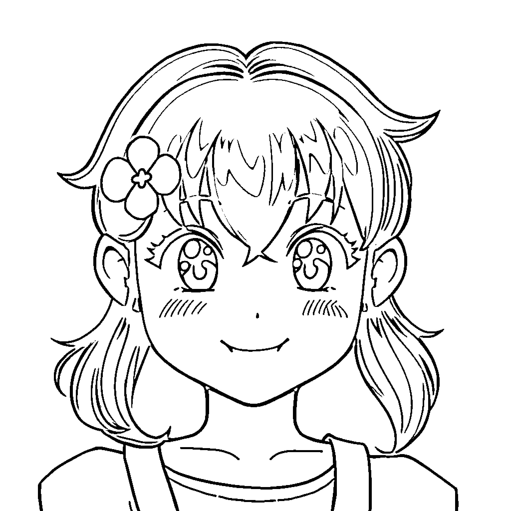 Ranma in a cheerful expression Coloring Page (free black-and-white line drawing printable PDF for all, from beginners to advanced learners, including children, teens, adults, and seniors)