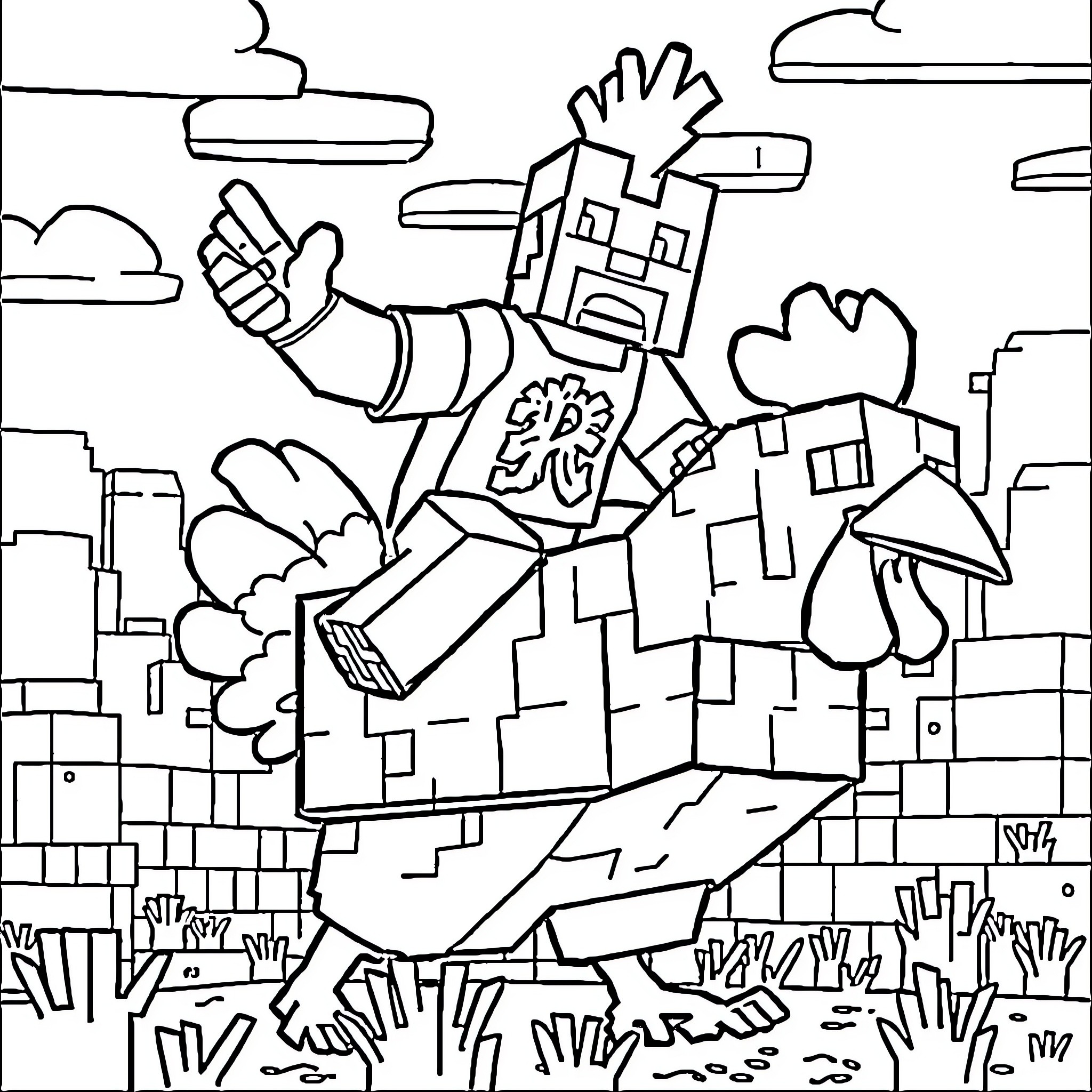 John Cena Heroically Leaping into Action Coloring Page (free black-and-white line drawing printable PDF for all, from beginners to advanced learners, including children, teens, adults, and seniors)